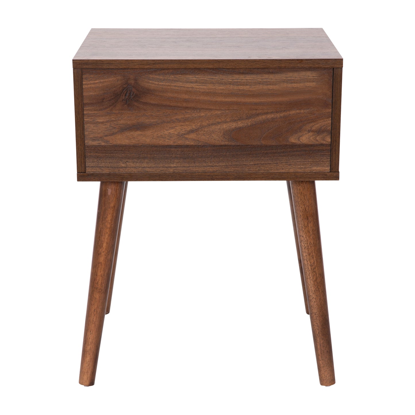 Hatfield Mid-Century Modern One Drawer Wood Nightstand, Side Accent or End Table with Soft Close Storage Drawer, Dark Walnut Dark Walnut
