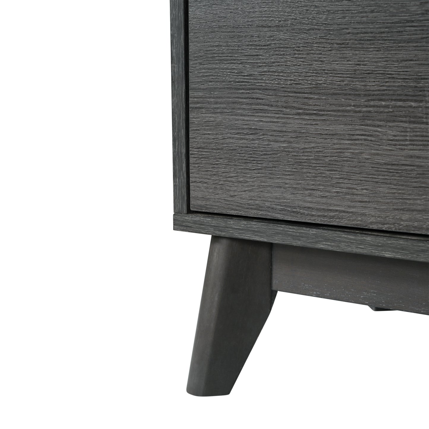 Hatfield Mid-Century Modern 60 Inch 4 Door Storage Buffet Sideboard, 4 Soft Close Doors, Adjustable Shelves, TV Stand for up to 64" TV's, Black Wash Black Wash