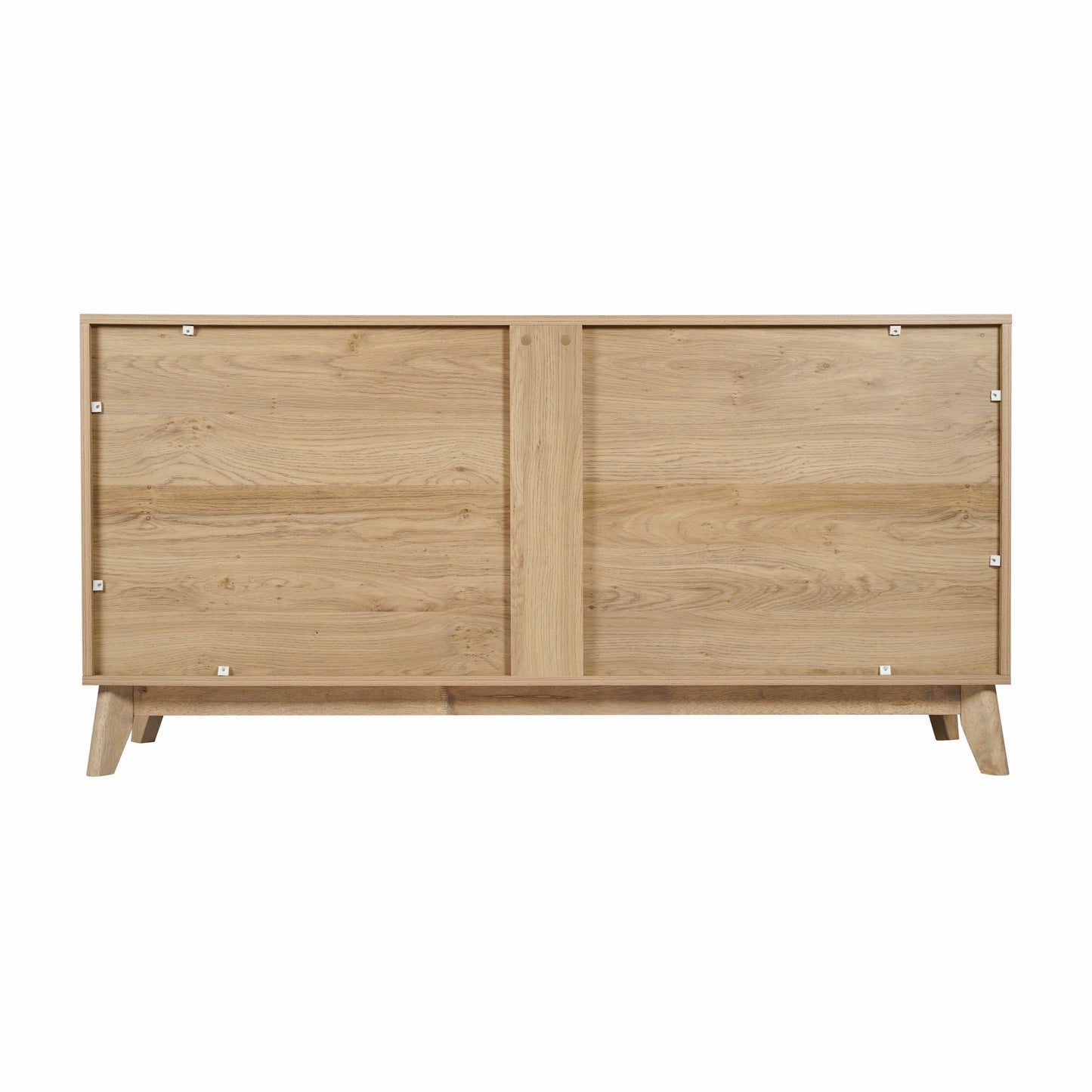 Hatfield Mid-Century Modern 60 Inch 4 Door Storage Buffet Sideboard, 4 Soft Close Doors, Adjustable Shelves, TV Stand for up to 64" TV's, Light Natural Light Natural