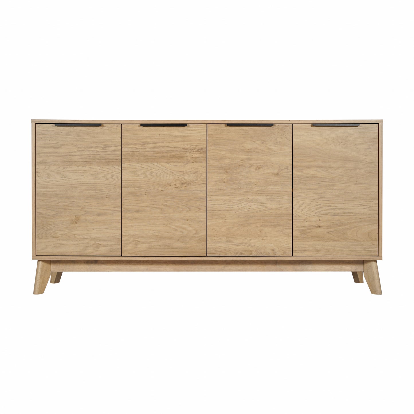 Hatfield Mid-Century Modern 60 Inch 4 Door Storage Buffet Sideboard, 4 Soft Close Doors, Adjustable Shelves, TV Stand for up to 64" TV's, Light Natural Light Natural