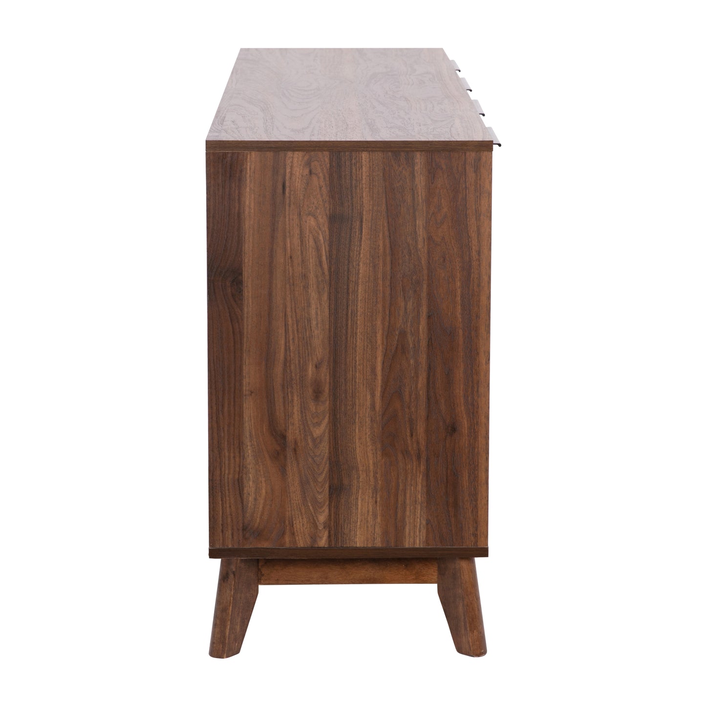 Hatfield Mid-Century Modern 60 Inch 4 Door Storage Buffet Sideboard, 4 Soft Close Doors, Adjustable Shelves, TV Stand for up to 64" TV's, Dark Walnut Dark Walnut