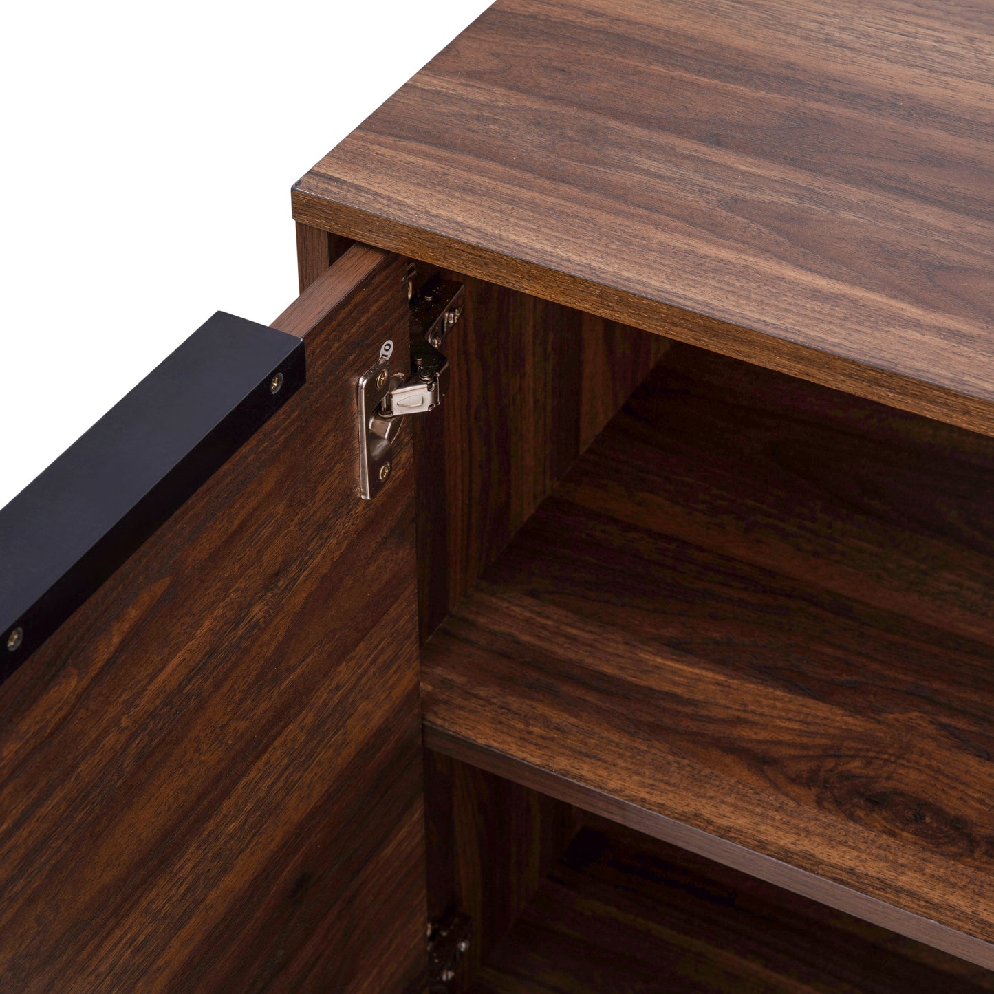 Hatfield Mid-Century Modern 60 Inch 4 Door Storage Buffet Sideboard, 4 Soft Close Doors, Adjustable Shelves, TV Stand for up to 64" TV's, Dark Walnut Dark Walnut