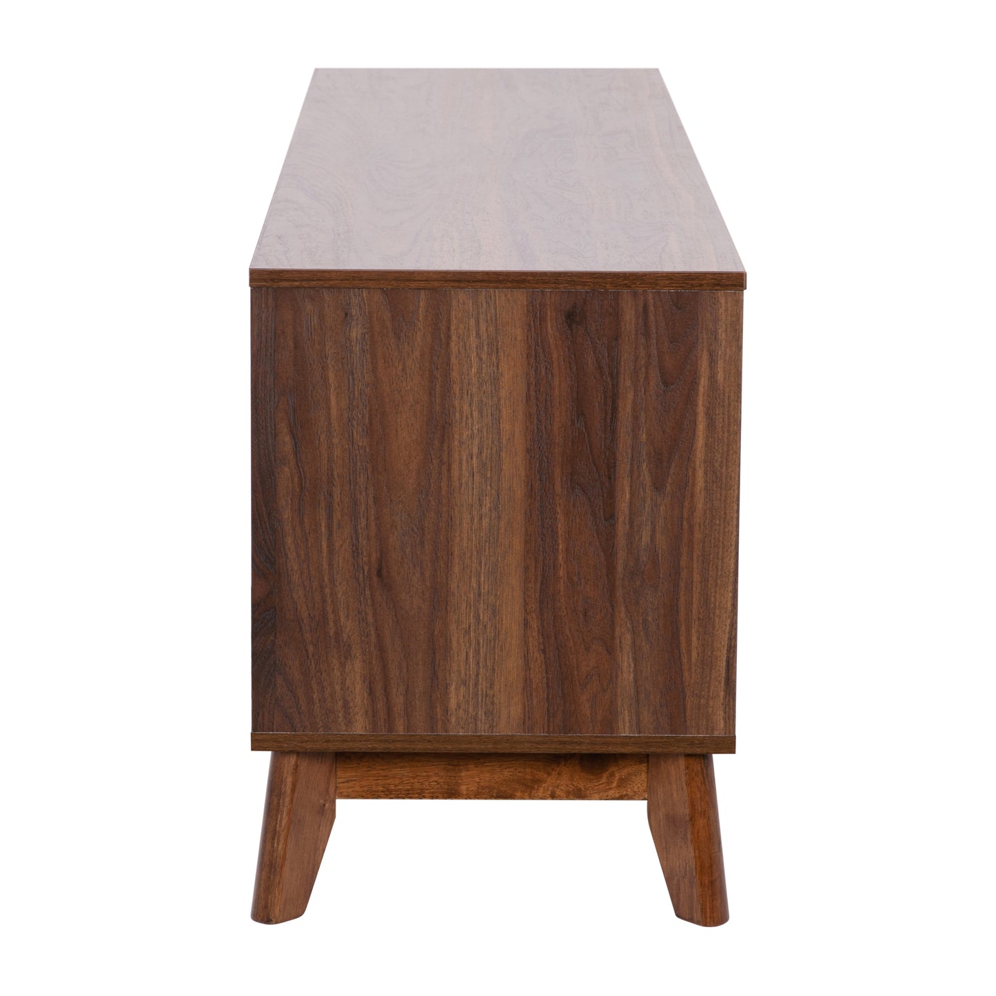 Hatfield Mid-Century Modern TV Stand in Walnut for up to 64 inch TV's - 60 Inch Media Center with Adjustable Center Shelf and Dual Soft Close Doors Dark Walnut