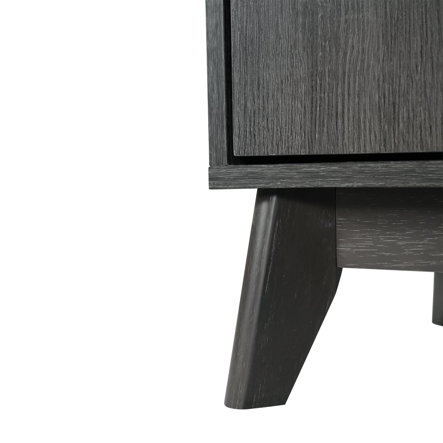 Hatfield Mid-Century Modern TV Stand in Black Wash for 65+ Inch TV's - 70 Inch Media Center with Adjustable Center Shelf and Dual Soft Close Doors Black Wash