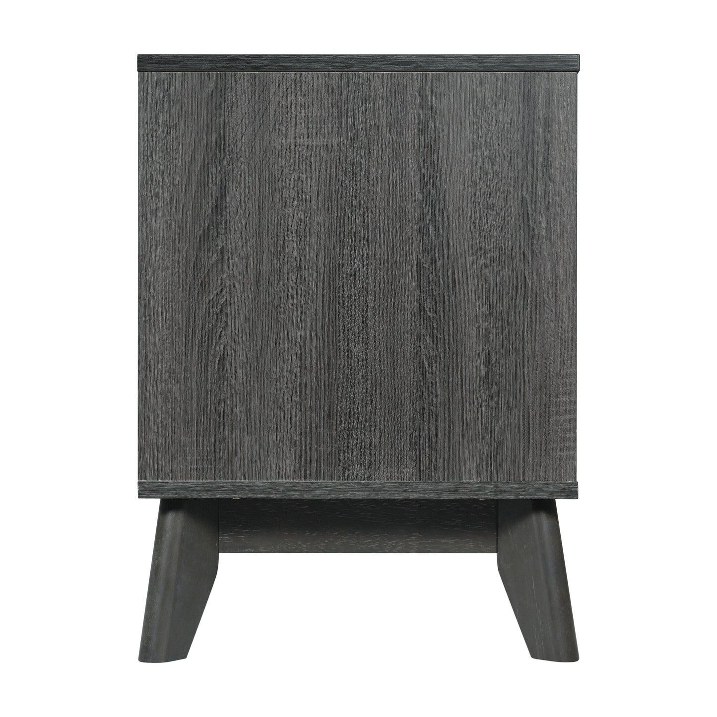 Hatfield Mid-Century Modern TV Stand in Black Wash for 65+ Inch TV's - 70 Inch Media Center with Adjustable Center Shelf and Dual Soft Close Doors Black Wash
