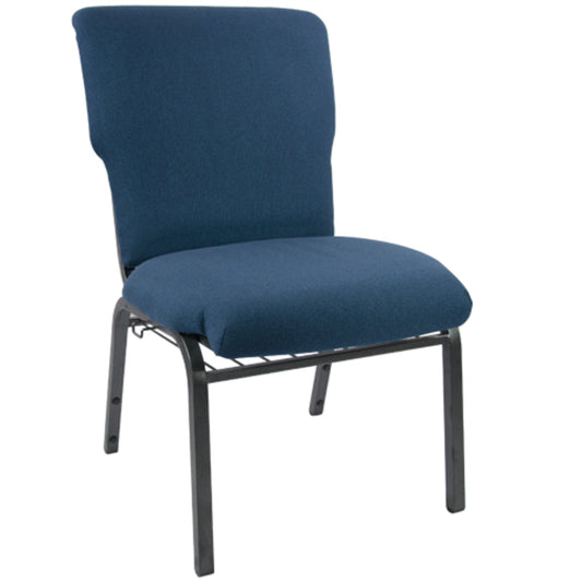 Advantage Navy Discount Church Chair - 21 in. Wide Navy Fabric/Silver Vein Frame EPCHT-101