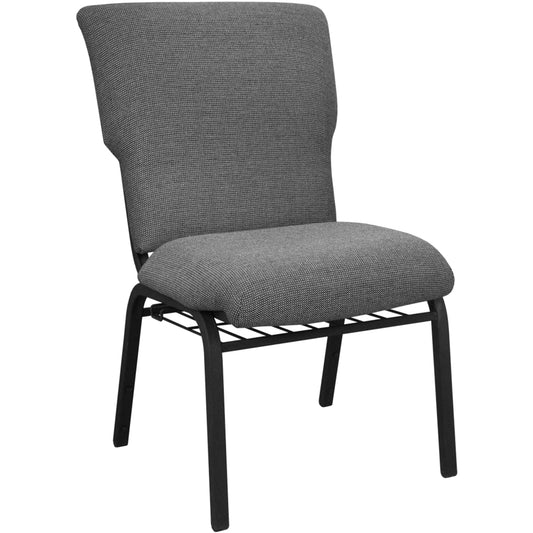 Advantage Black Marble Discount Church Chair - 21 in. Wide Black Marble Fabric/Black Textured Frame EPCHT-117