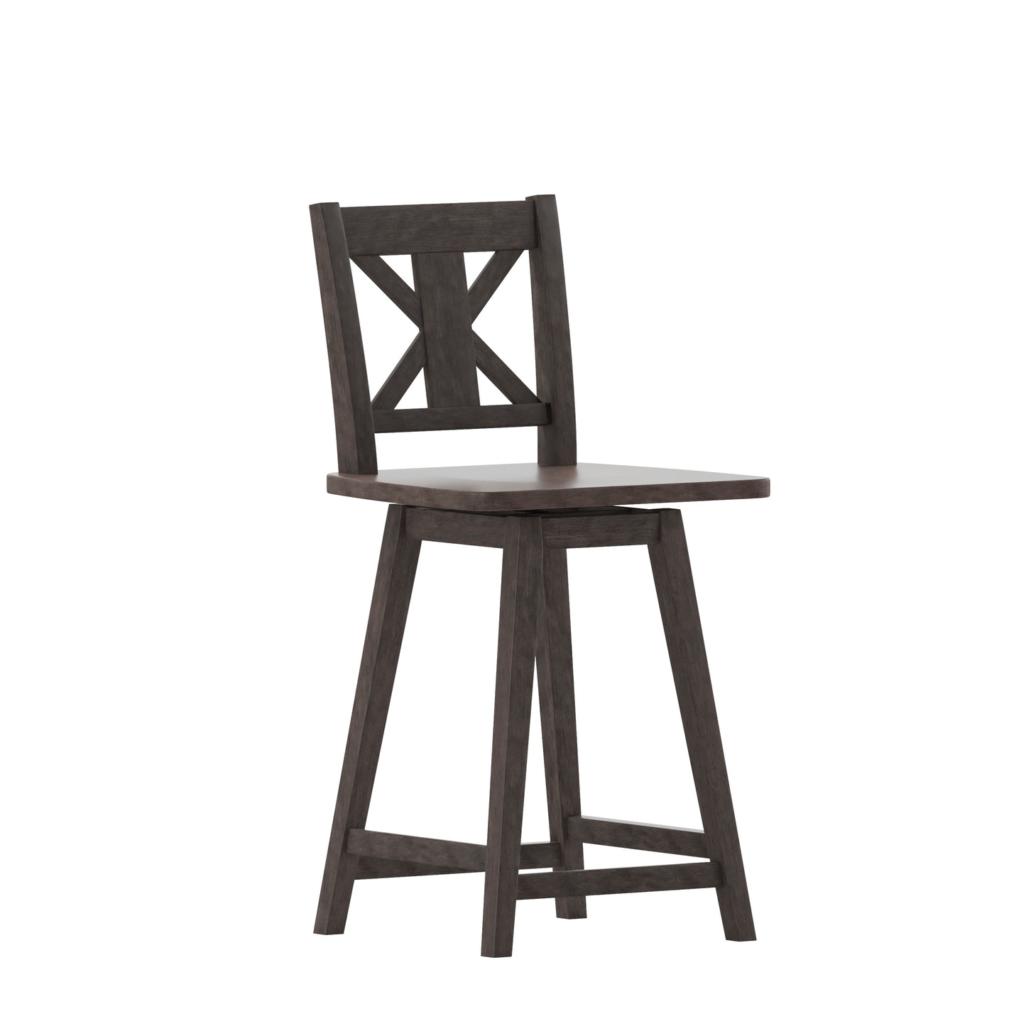 Gwendolyn Commercial Grade Solid Wood Modern Farmhouse Swivel Counter Height Barstool in Gray Wash Walnut Gray Wash Walnut ES-G1-24-GY-GG