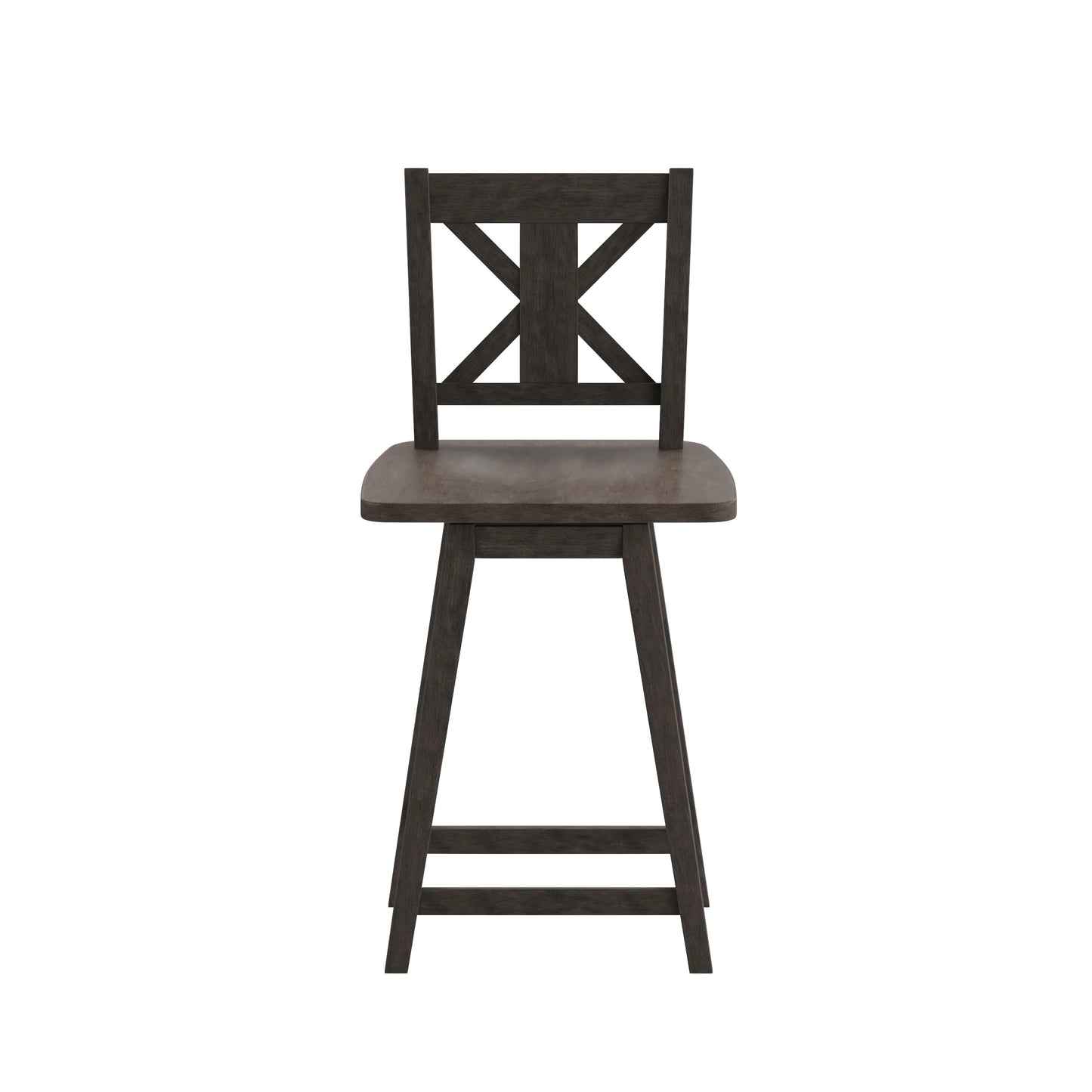 Gwendolyn Commercial Grade Solid Wood Modern Farmhouse Swivel Counter Height Barstool in Gray Wash Walnut Gray Wash Walnut ES-G1-24-GY-GG
