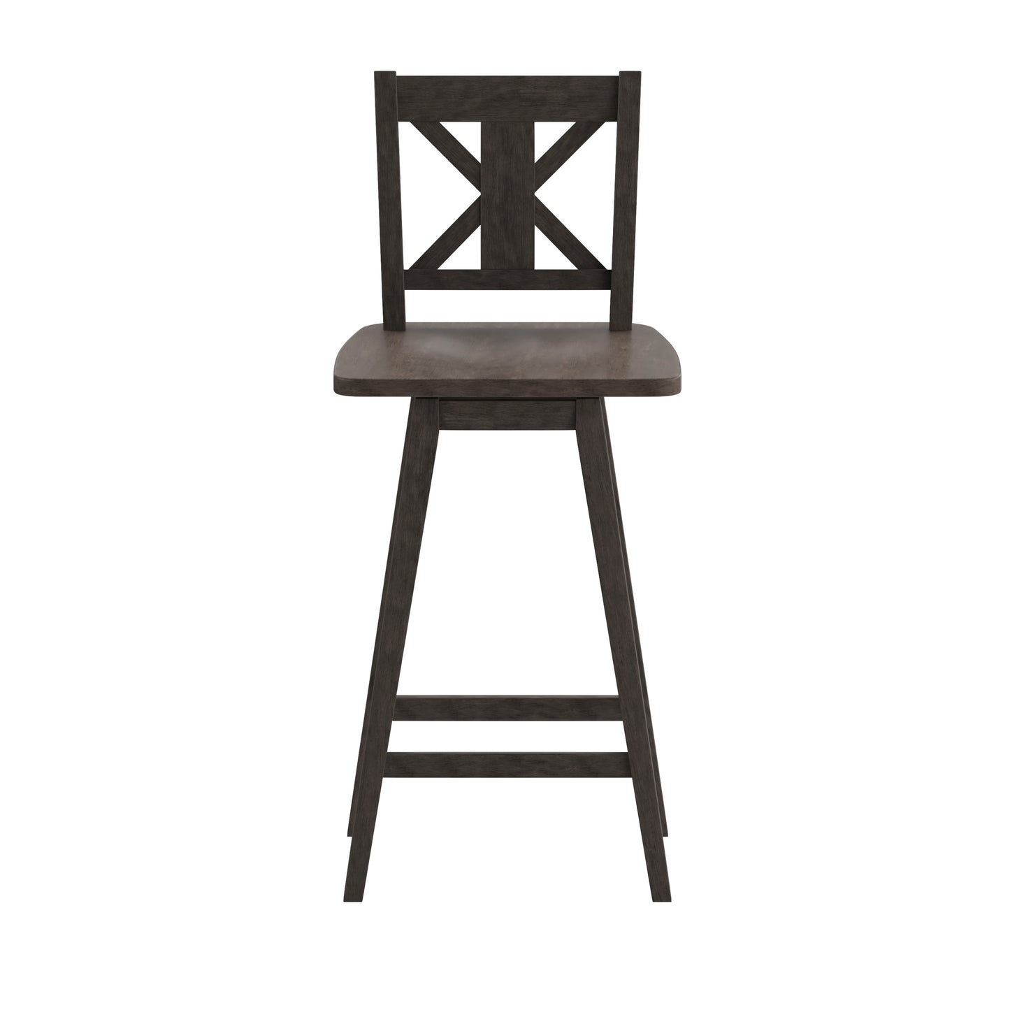 Gwendolyn Commercial Grade Solid Wood Modern Farmhouse Swivel Bar Height Barstool in Gray Wash Walnut Gray Wash Walnut