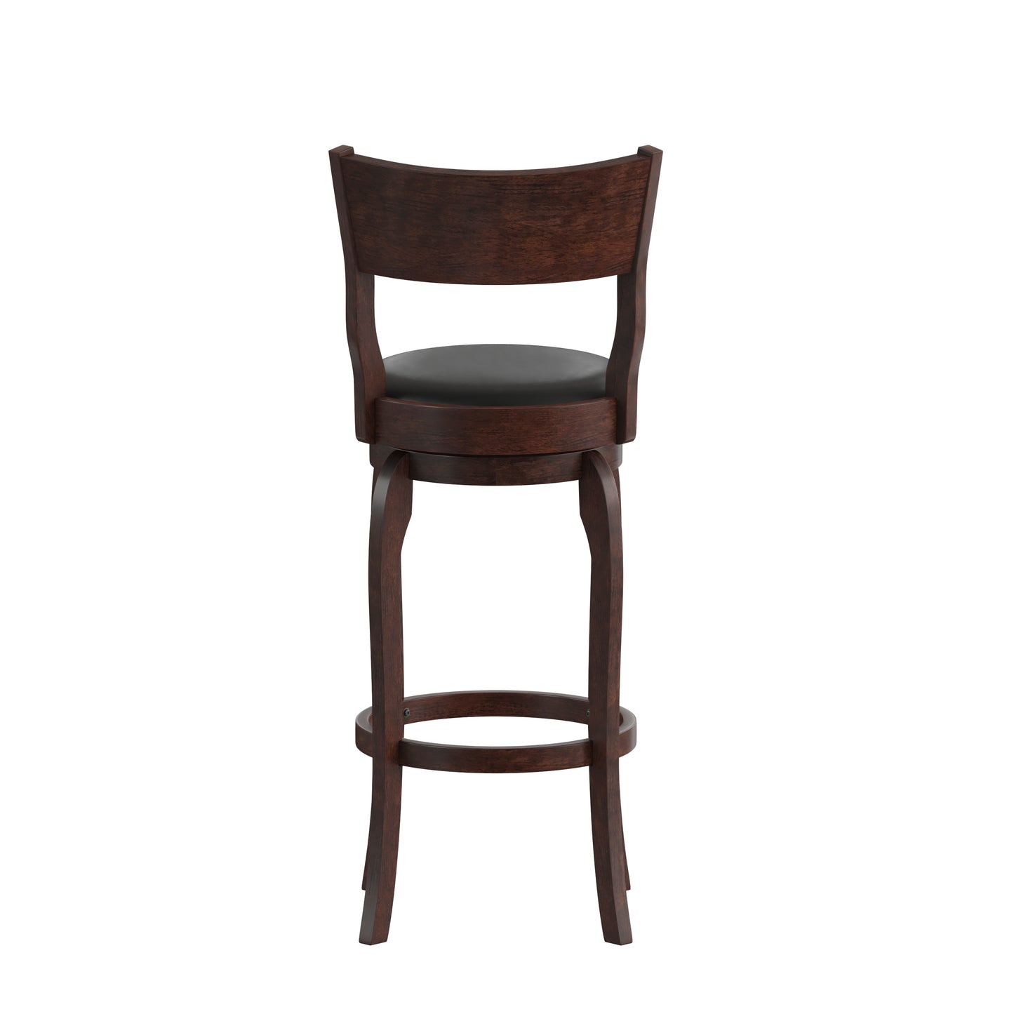 Nichola Commercial Grade Classic Open Back Swivel Bar Height Pub Barstool with Bowed Wooden Frame and Padded LeatherSoft Seat, Espresso/Black Black Vinyl/Espresso Frame ES-NT2-29-ESP-GG