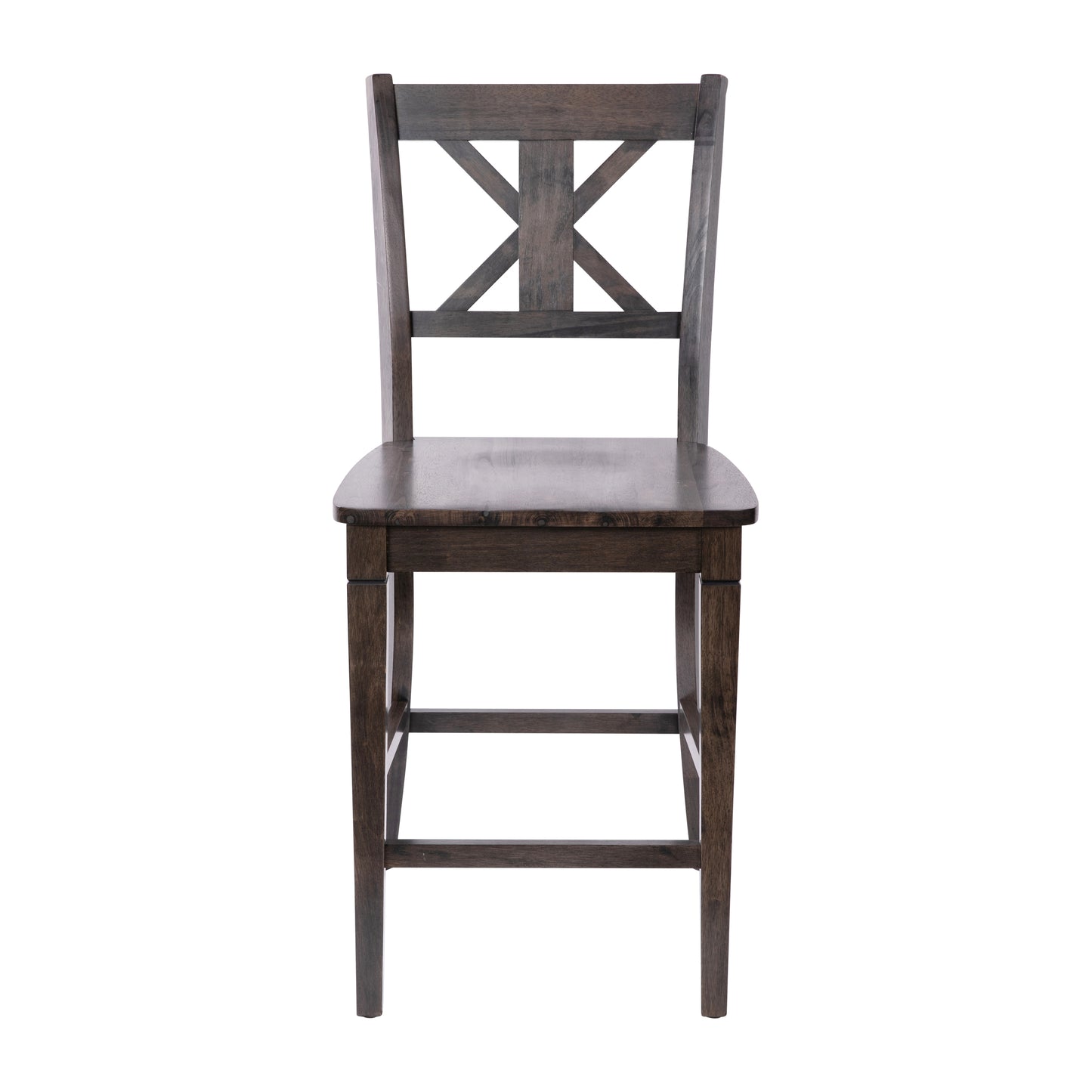 Gwendolyn Set of 2 Commercial Grade Solid Wood Modern Farmhouse Counter Height Barstool in Gray Wash Walnut Gray Wash Walnut