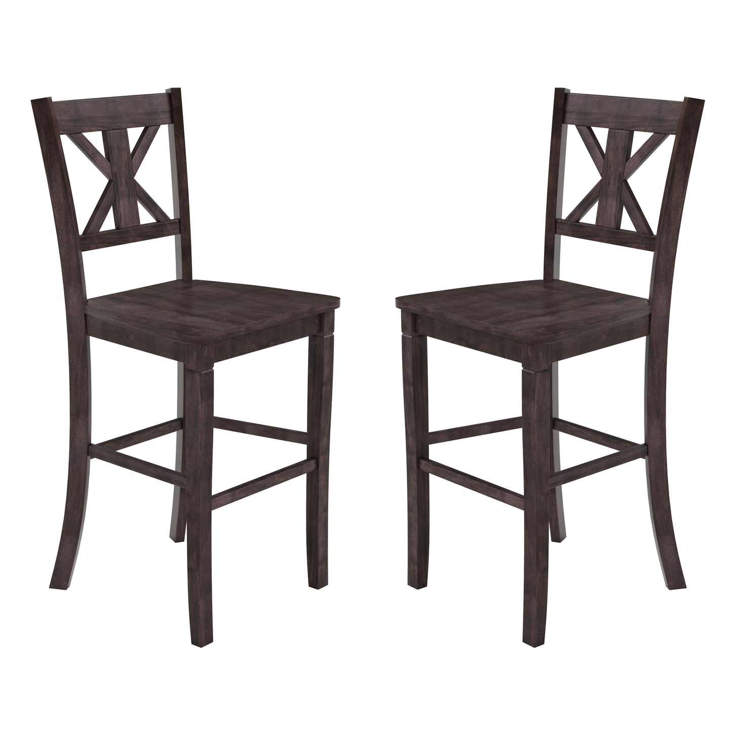Gwendolyn Set of 2 Commercial Grade Solid Wood Modern Farmhouse Barstool in Gray Wash Walnut Gray Wash Walnut