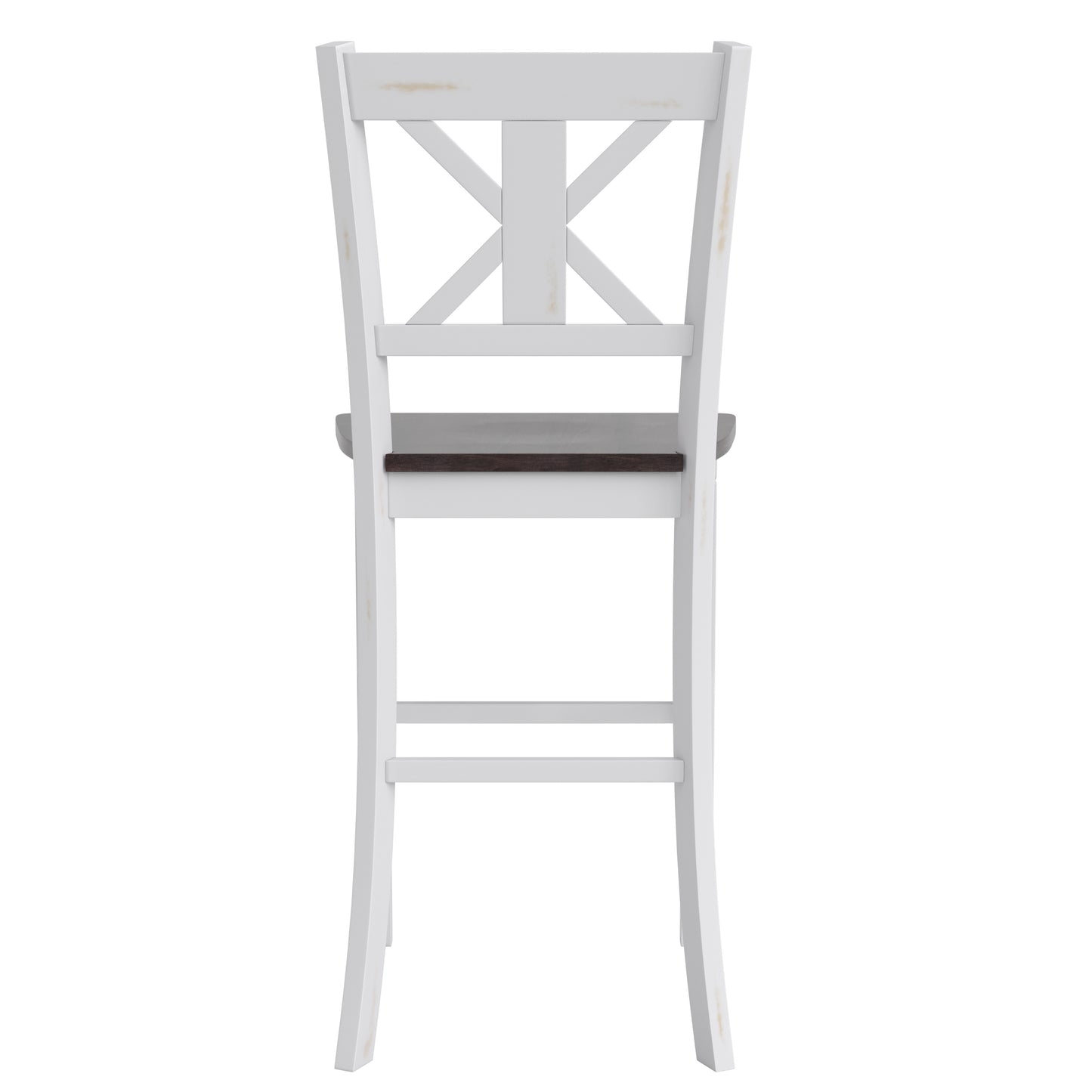 Gwendolyn Set of 2 Commercial Grade Solid Wood Modern Farmhouse Barstool in Antique White Wash White Wash