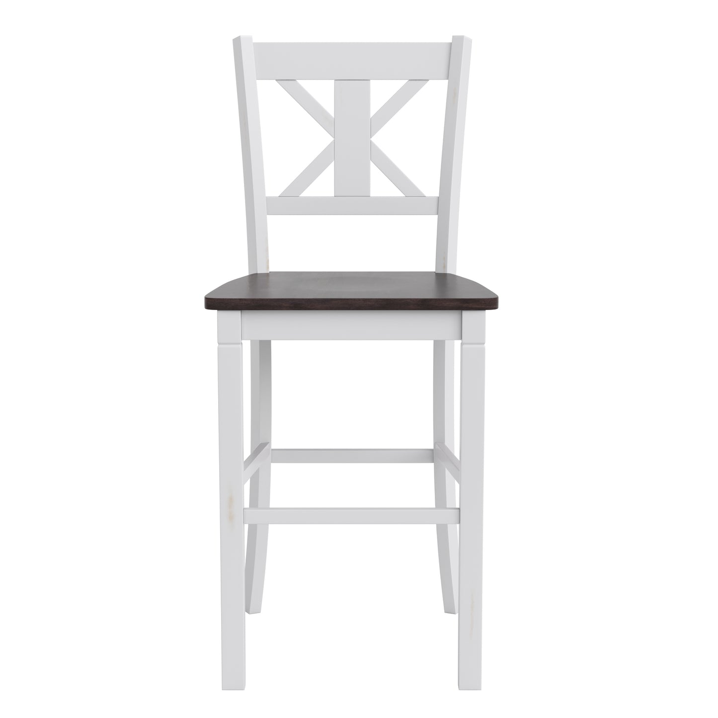 Gwendolyn Set of 2 Commercial Grade Solid Wood Modern Farmhouse Barstool in Antique White Wash White Wash