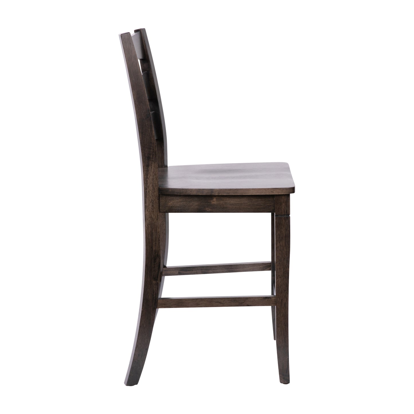 Liesel Set of 2 Commercial Grade Wooden Classic Ladderback Counter Height Barstool with Solid Wood Seat, Gray Wash Walnut Gray Wash Walnut