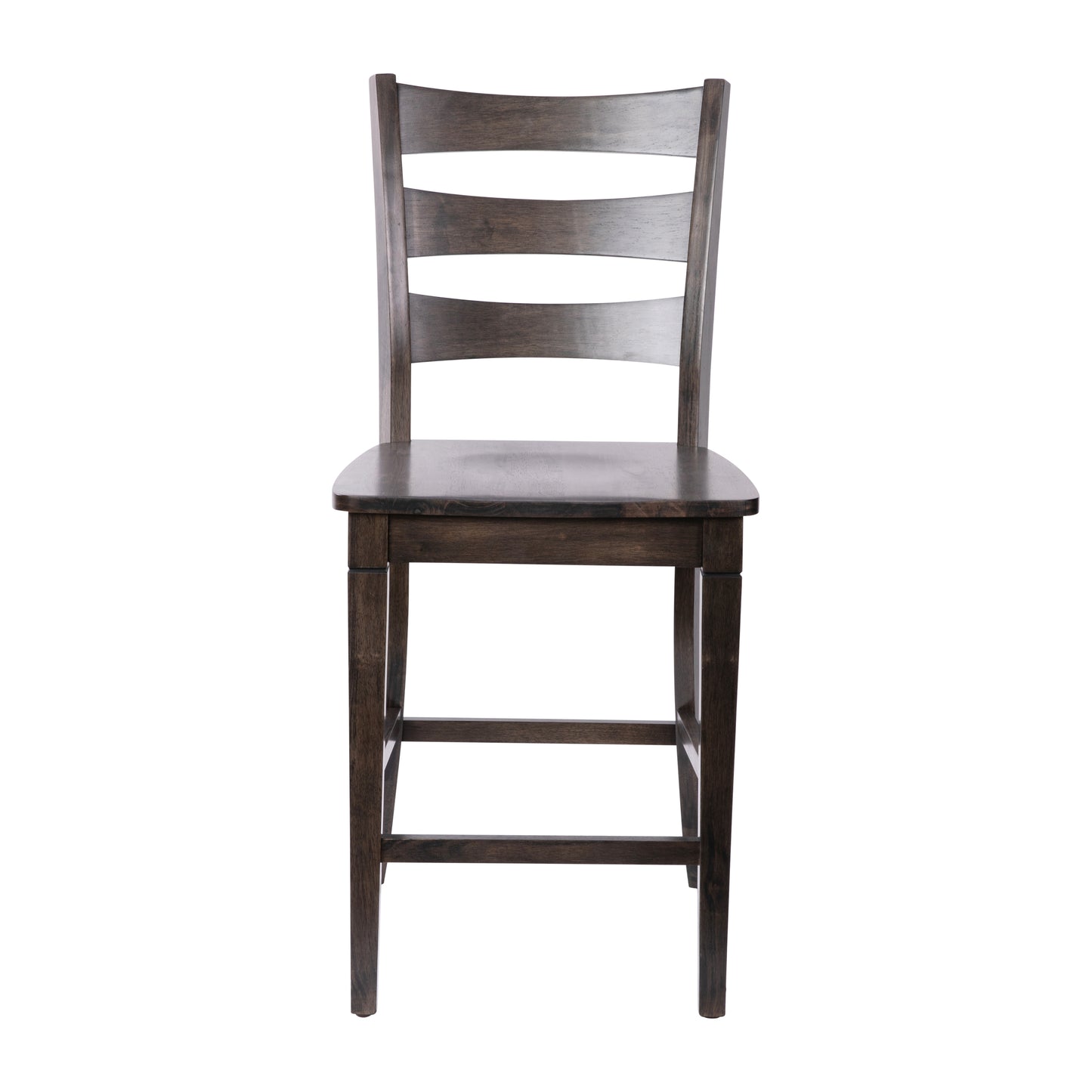 Liesel Set of 2 Commercial Grade Wooden Classic Ladderback Counter Height Barstool with Solid Wood Seat, Gray Wash Walnut Gray Wash Walnut