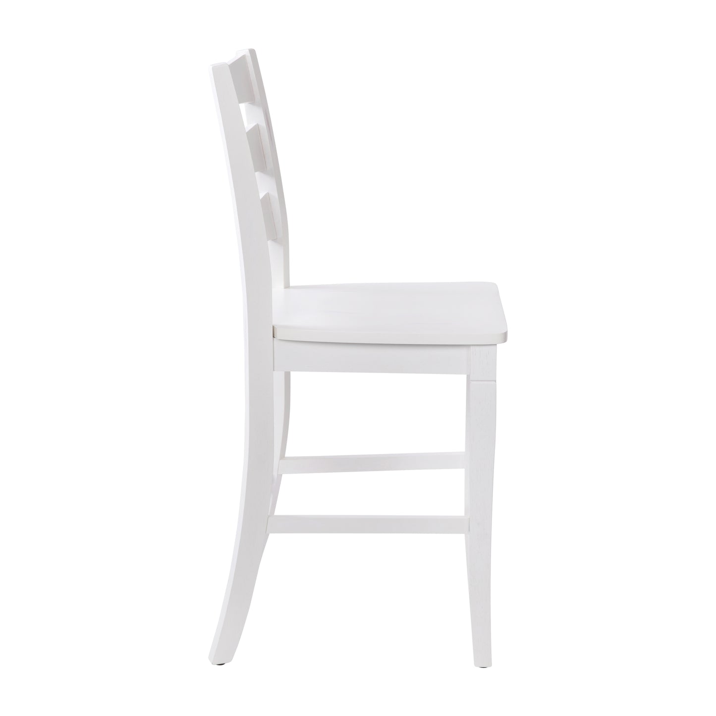 Liesel Set of 2 Commercial Grade Wooden Classic Ladderback Counter Height Barstool with Solid Wood Seat, Antique White Wash White Wash