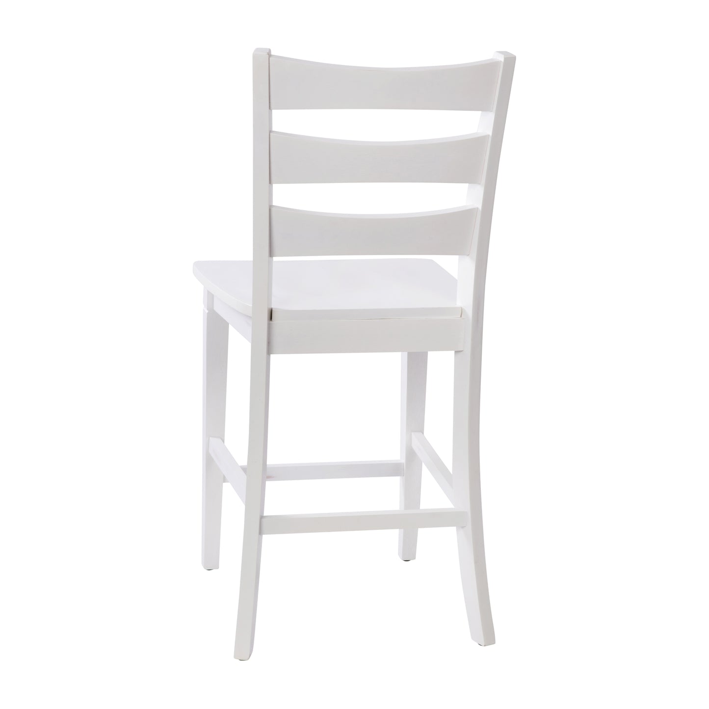 Liesel Set of 2 Commercial Grade Wooden Classic Ladderback Counter Height Barstool with Solid Wood Seat, Antique White Wash White Wash