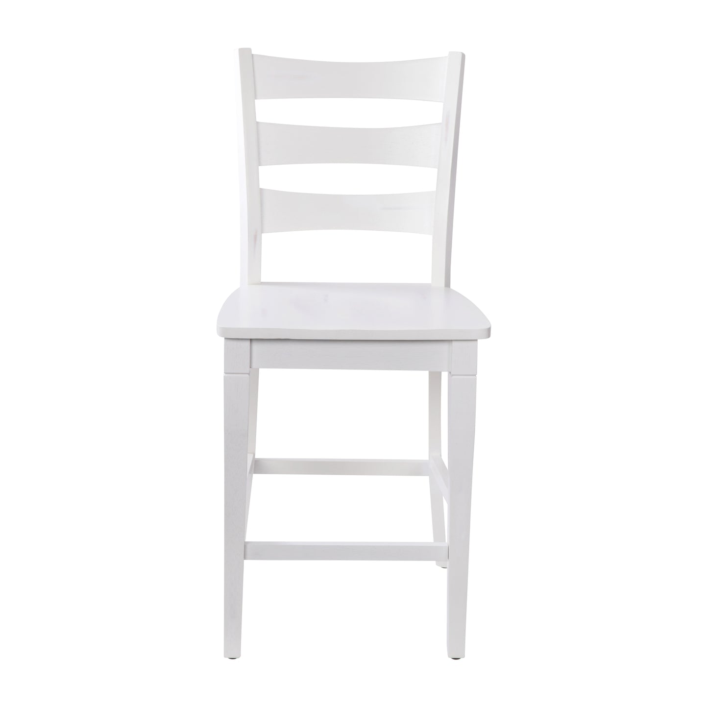 Liesel Set of 2 Commercial Grade Wooden Classic Ladderback Counter Height Barstool with Solid Wood Seat, Antique White Wash White Wash