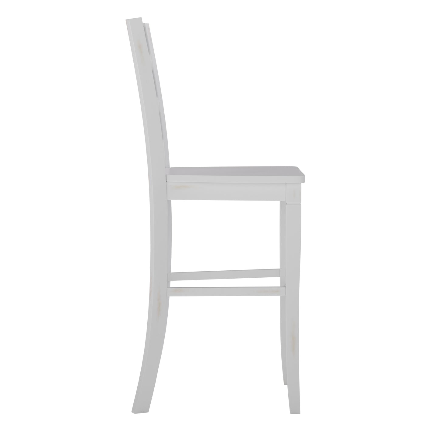 Liesel Set of 2 Commercial Grade Wooden Classic Ladderback Bar Height Barstool with Solid Wood Seat, Antique White Wash White Wash