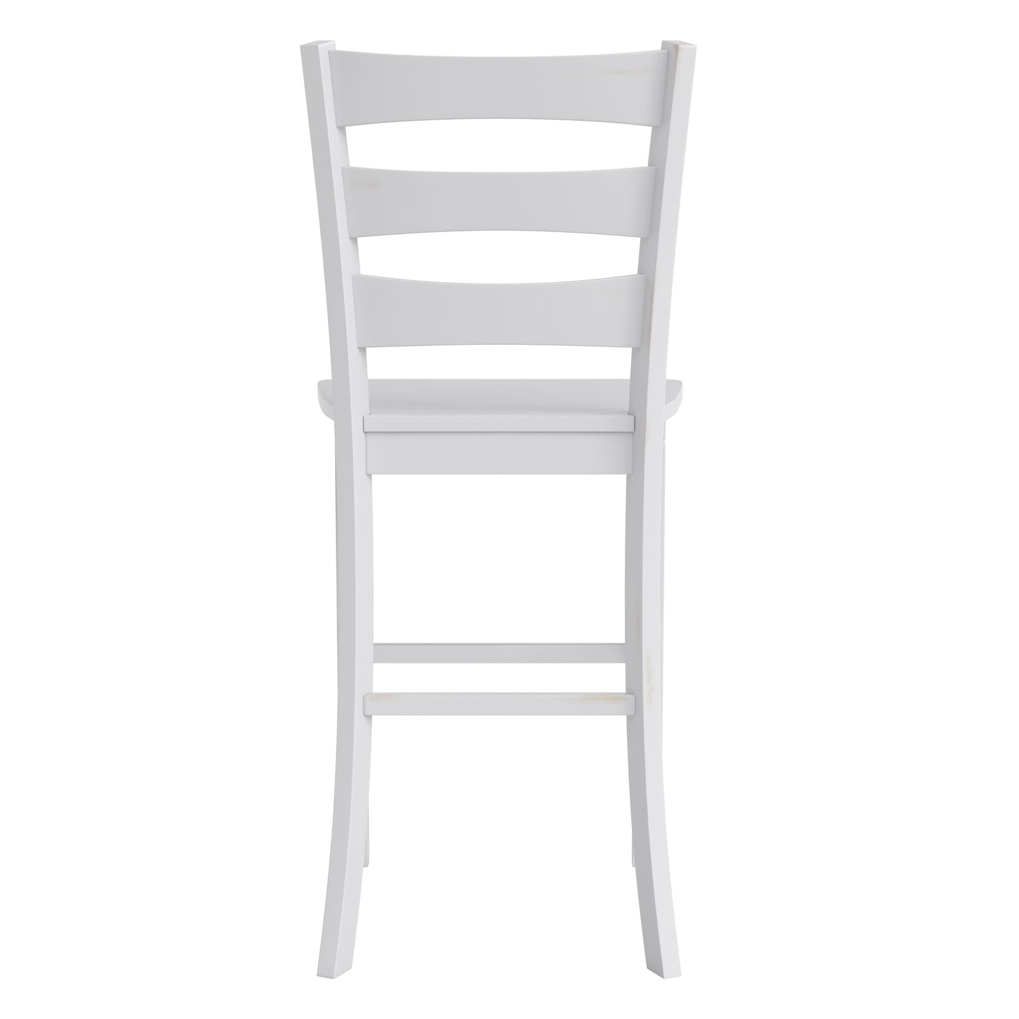 Liesel Set of 2 Commercial Grade Wooden Classic Ladderback Bar Height Barstool with Solid Wood Seat, Antique White Wash White Wash