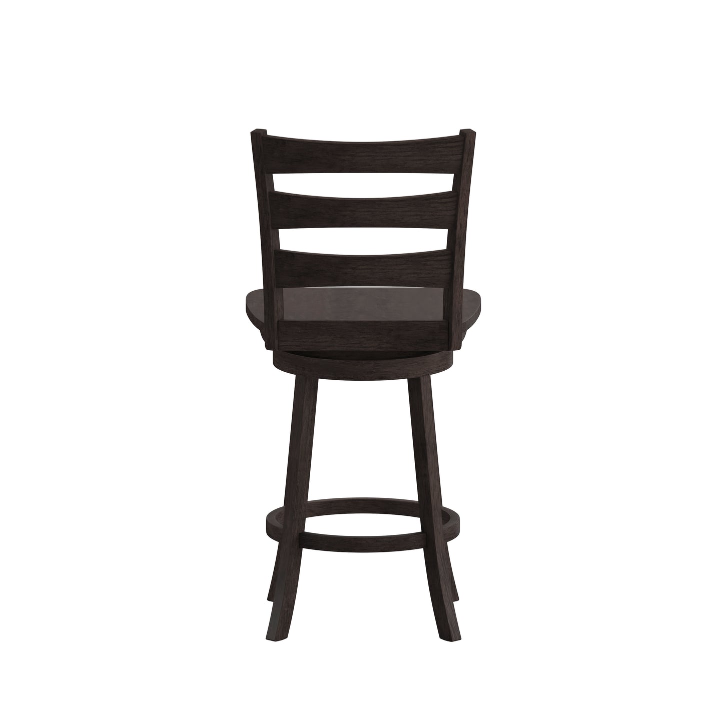 Liesel Commercial Grade Wooden Classic Ladderback Swivel Counter Height Barstool with Solid Wood Seat, Gray Wash Walnut Gray Wash Walnut ES-UN-31WS-24-GY-GG