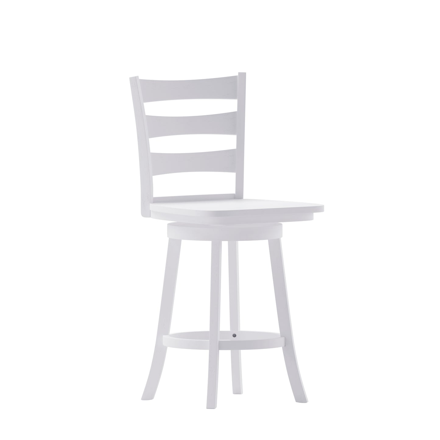 Liesel Commercial Grade Wooden Classic Ladderback Swivel Counter Height Barstool with Solid Wood Seat, Antique White Wash White Wash