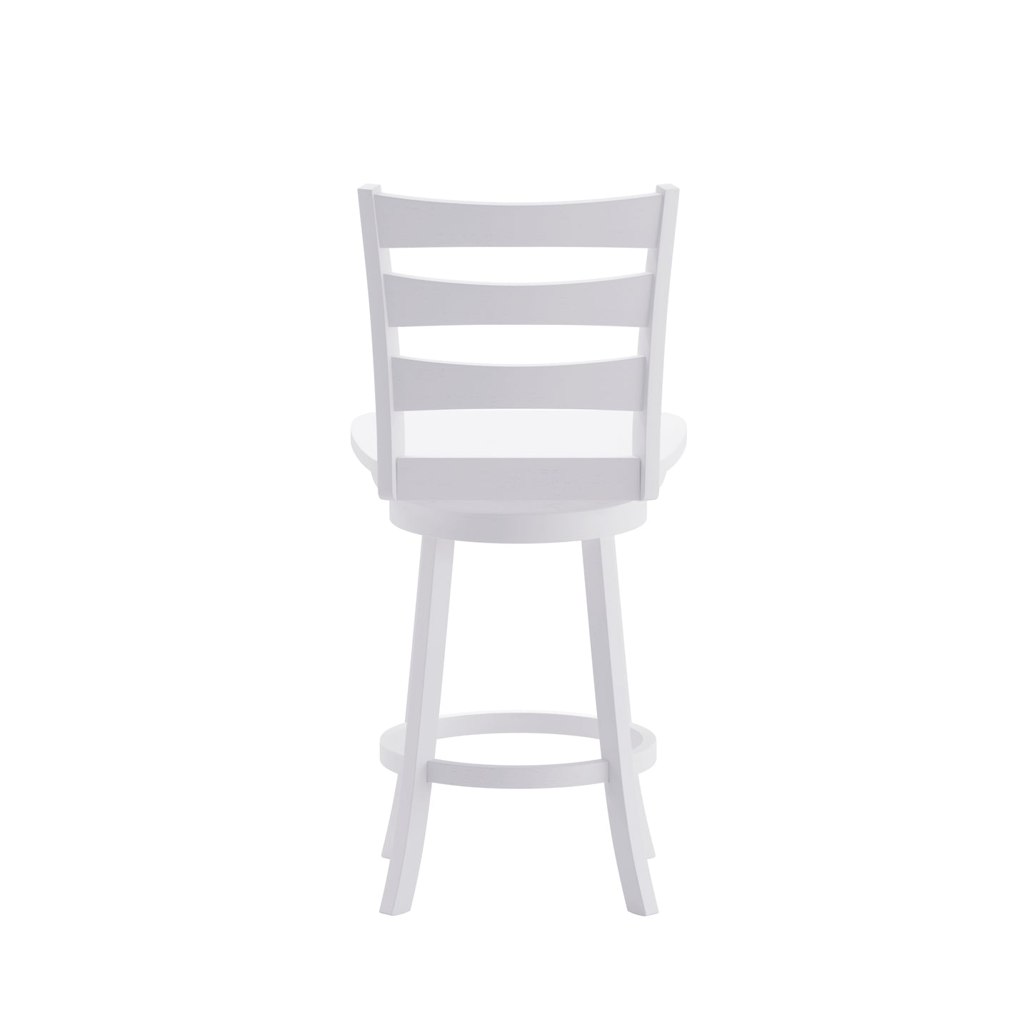 Liesel Commercial Grade Wooden Classic Ladderback Swivel Counter Height Barstool with Solid Wood Seat, Antique White Wash White Wash