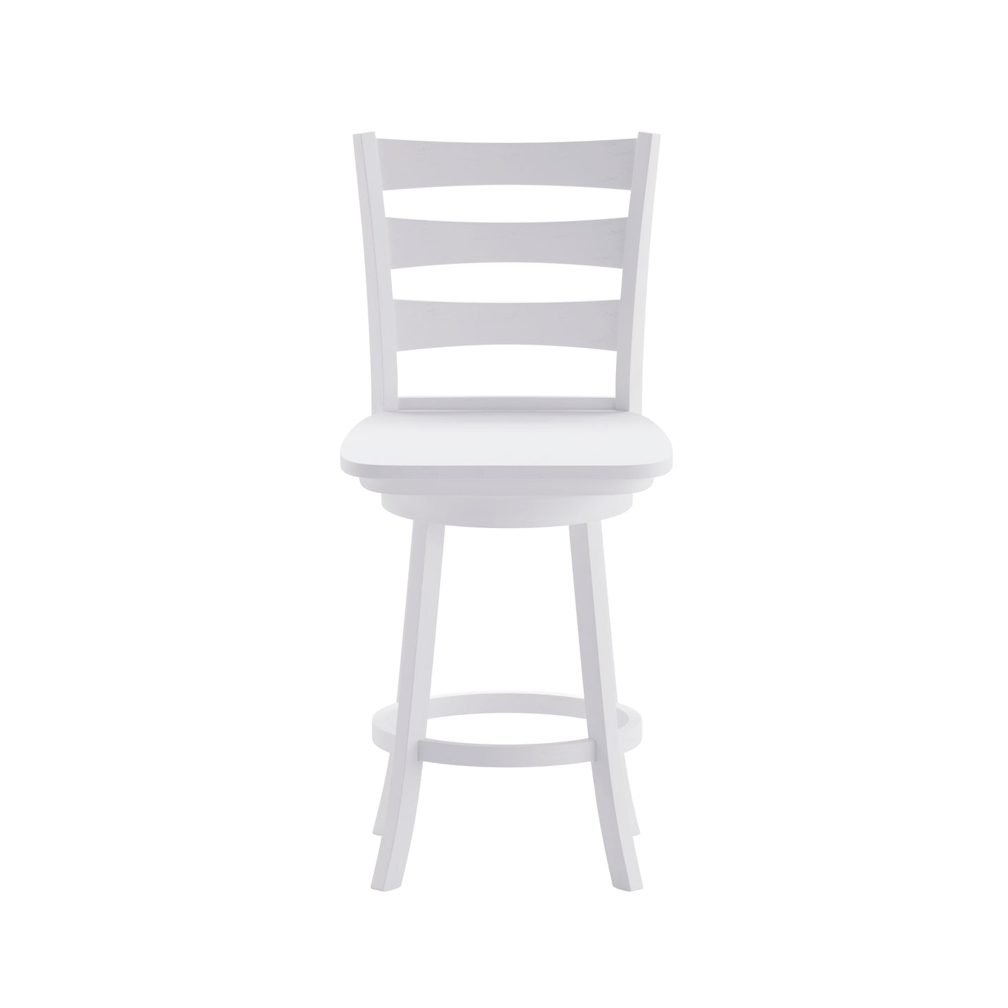 Liesel Commercial Grade Wooden Classic Ladderback Swivel Counter Height Barstool with Solid Wood Seat, Antique White Wash White Wash