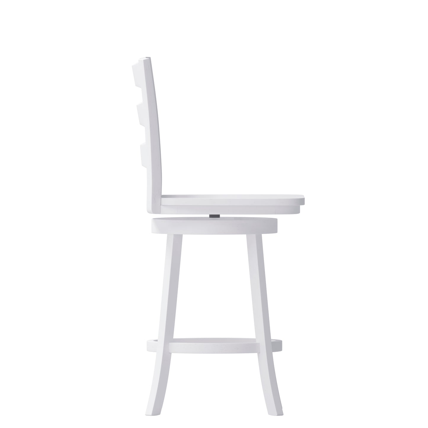 Liesel Commercial Grade Wooden Classic Ladderback Swivel Counter Height Barstool with Solid Wood Seat, Antique White Wash White Wash