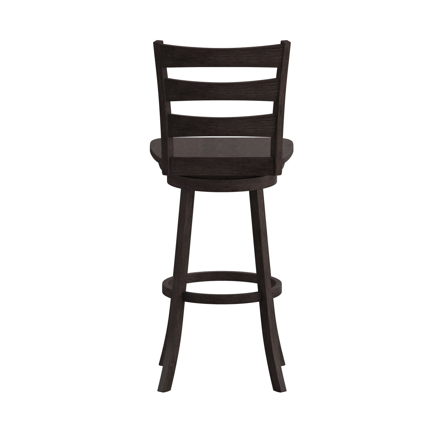 Liesel Commercial Grade Wooden Classic Ladderback Swivel Bar Height Barstool with Solid Wood Seat, Gray Wash Walnut Gray Wash Walnut