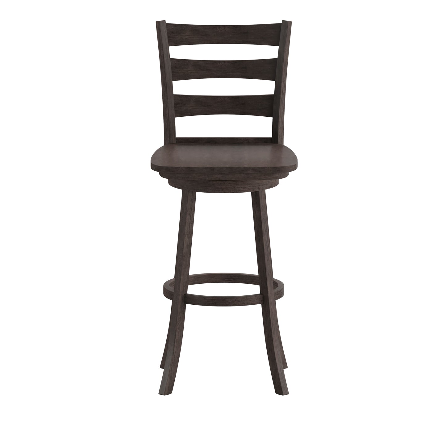 Liesel Commercial Grade Wooden Classic Ladderback Swivel Bar Height Barstool with Solid Wood Seat, Gray Wash Walnut Gray Wash Walnut