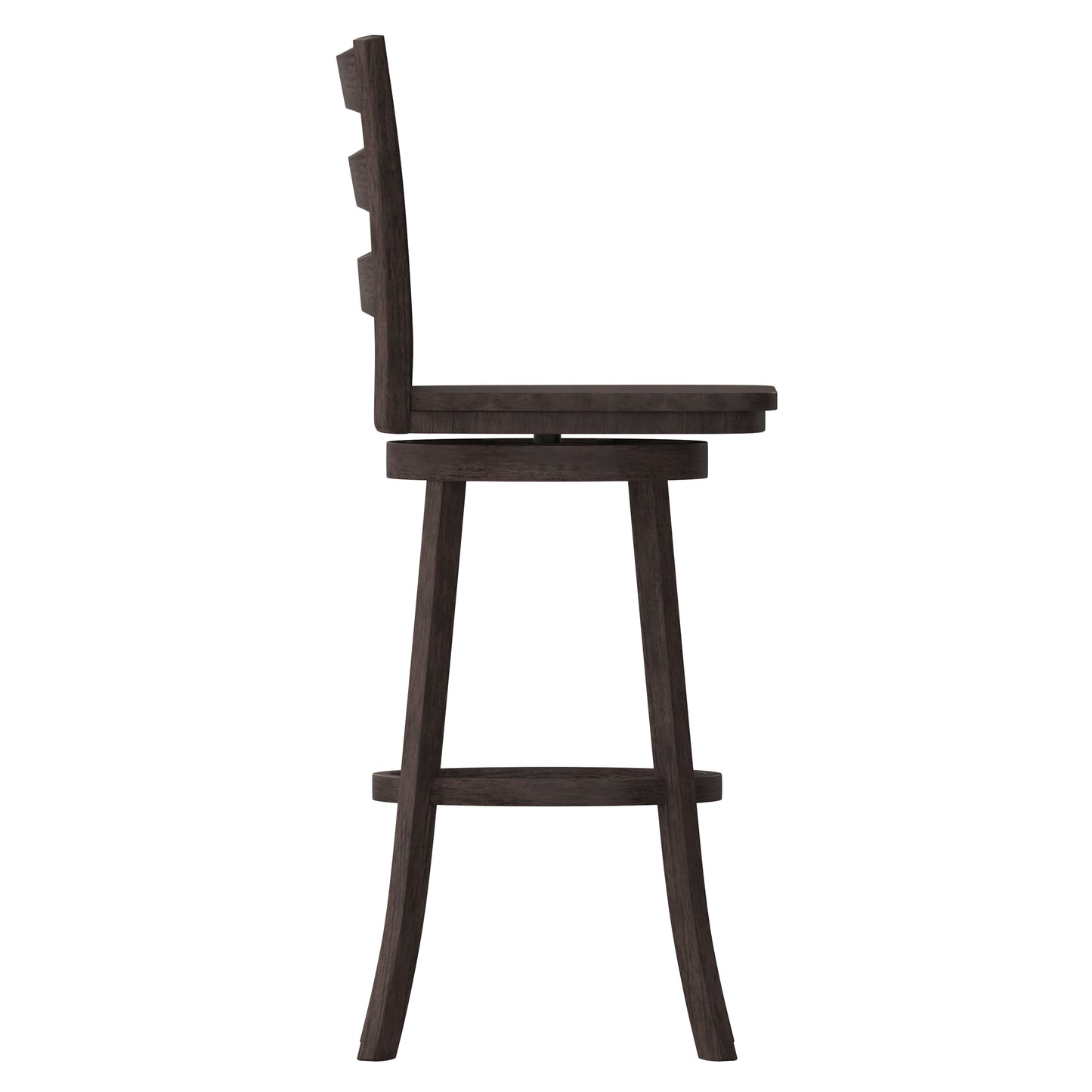 Liesel Commercial Grade Wooden Classic Ladderback Swivel Bar Height Barstool with Solid Wood Seat, Gray Wash Walnut Gray Wash Walnut
