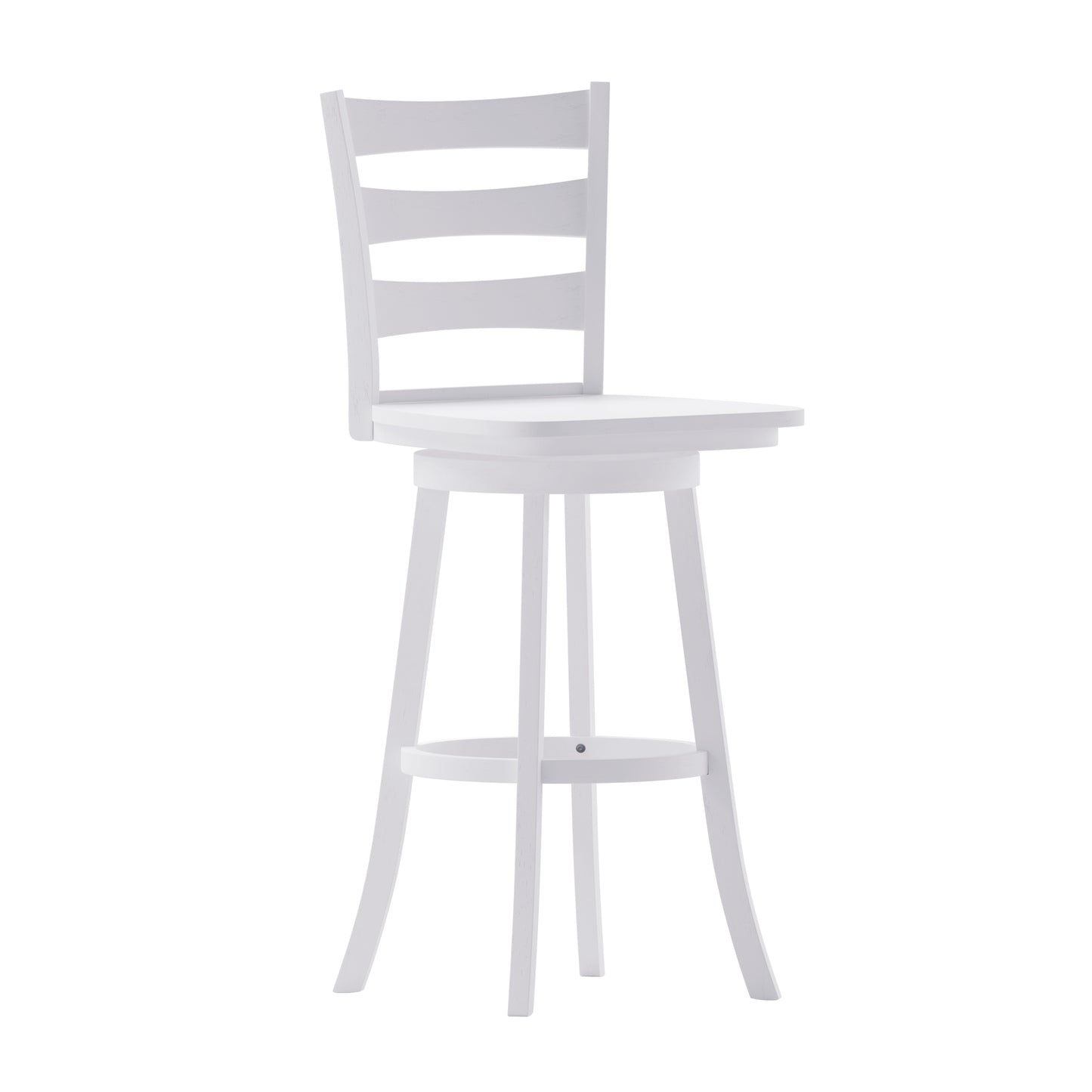 Liesel Commercial Grade Wooden Classic Ladderback Swivel Bar Height Barstool with Solid Wood Seat, Antique White Wash White Wash