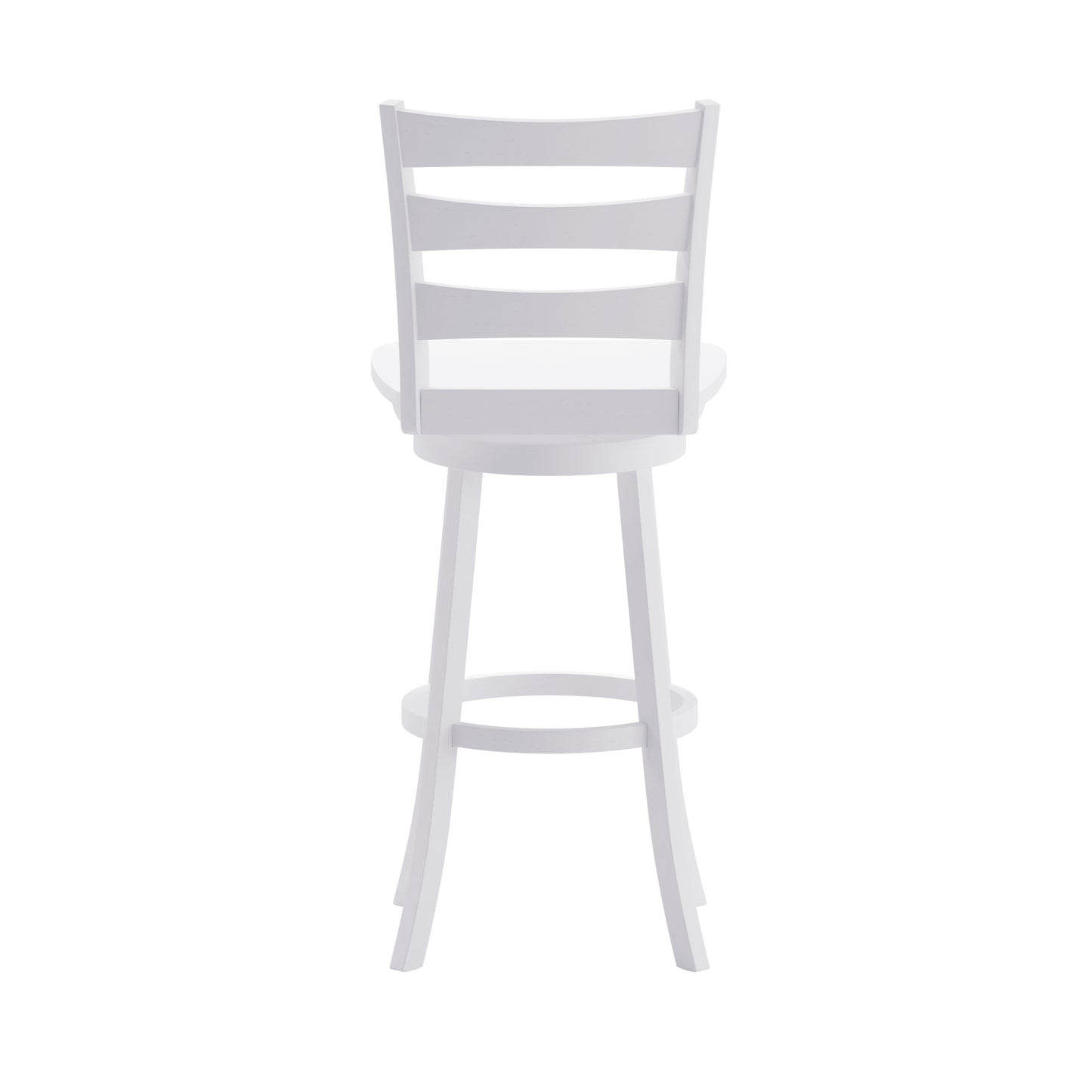 Liesel Commercial Grade Wooden Classic Ladderback Swivel Bar Height Barstool with Solid Wood Seat, Antique White Wash White Wash