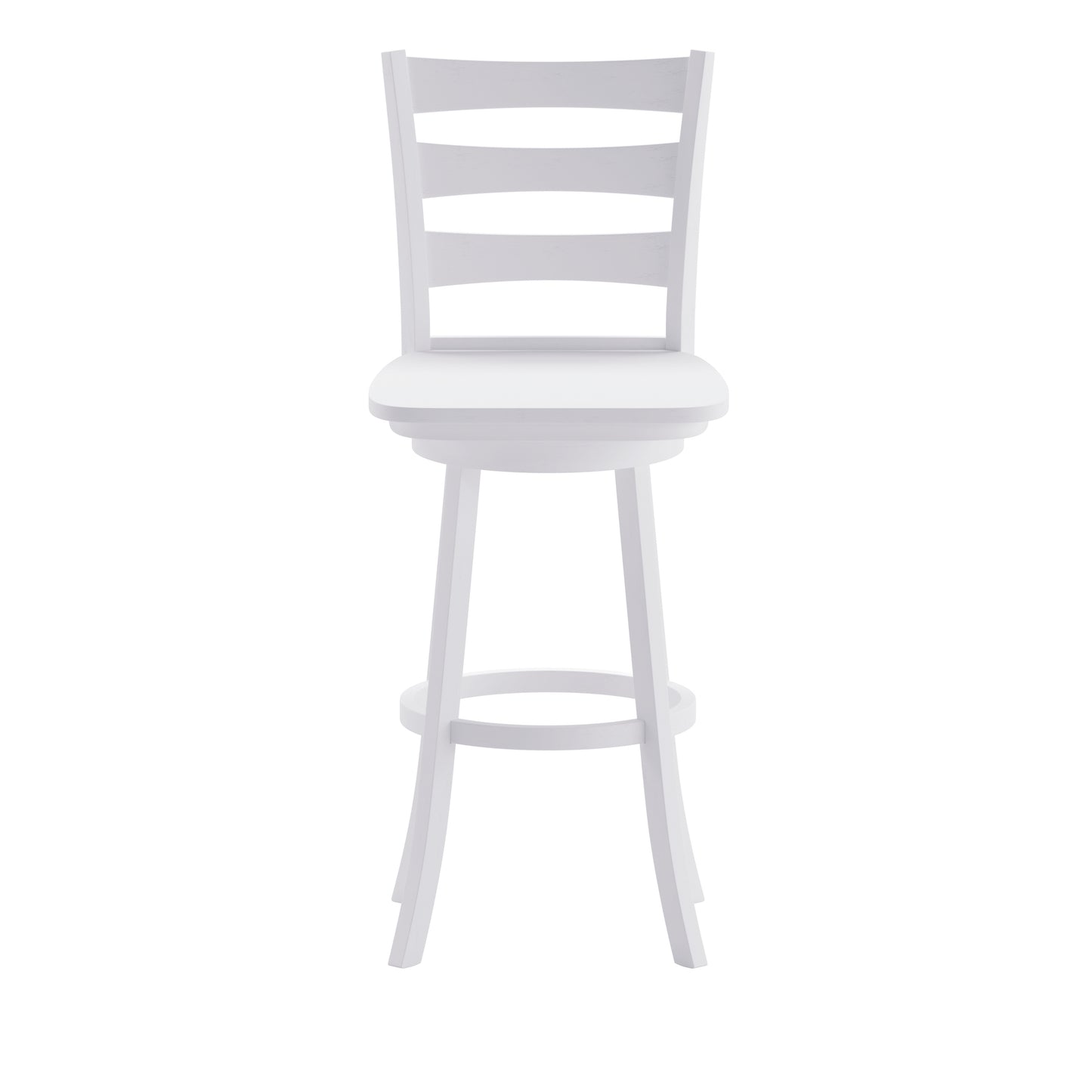 Liesel Commercial Grade Wooden Classic Ladderback Swivel Bar Height Barstool with Solid Wood Seat, Antique White Wash White Wash