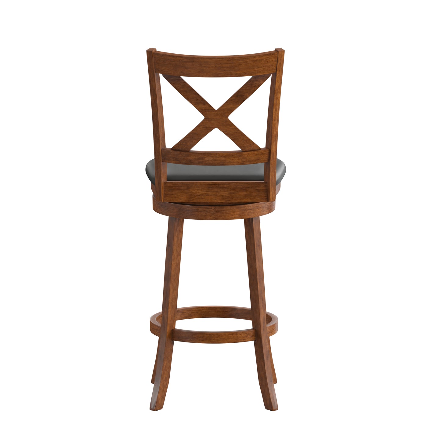 Felicity Commercial Grade Wood Classic Crossback Swivel Bar Height Barstool with Padded Black LeatherSoft Seat, Antique Oak Black Vinyl/Antique Oak Frame ES-UN1-29-OAK-GG