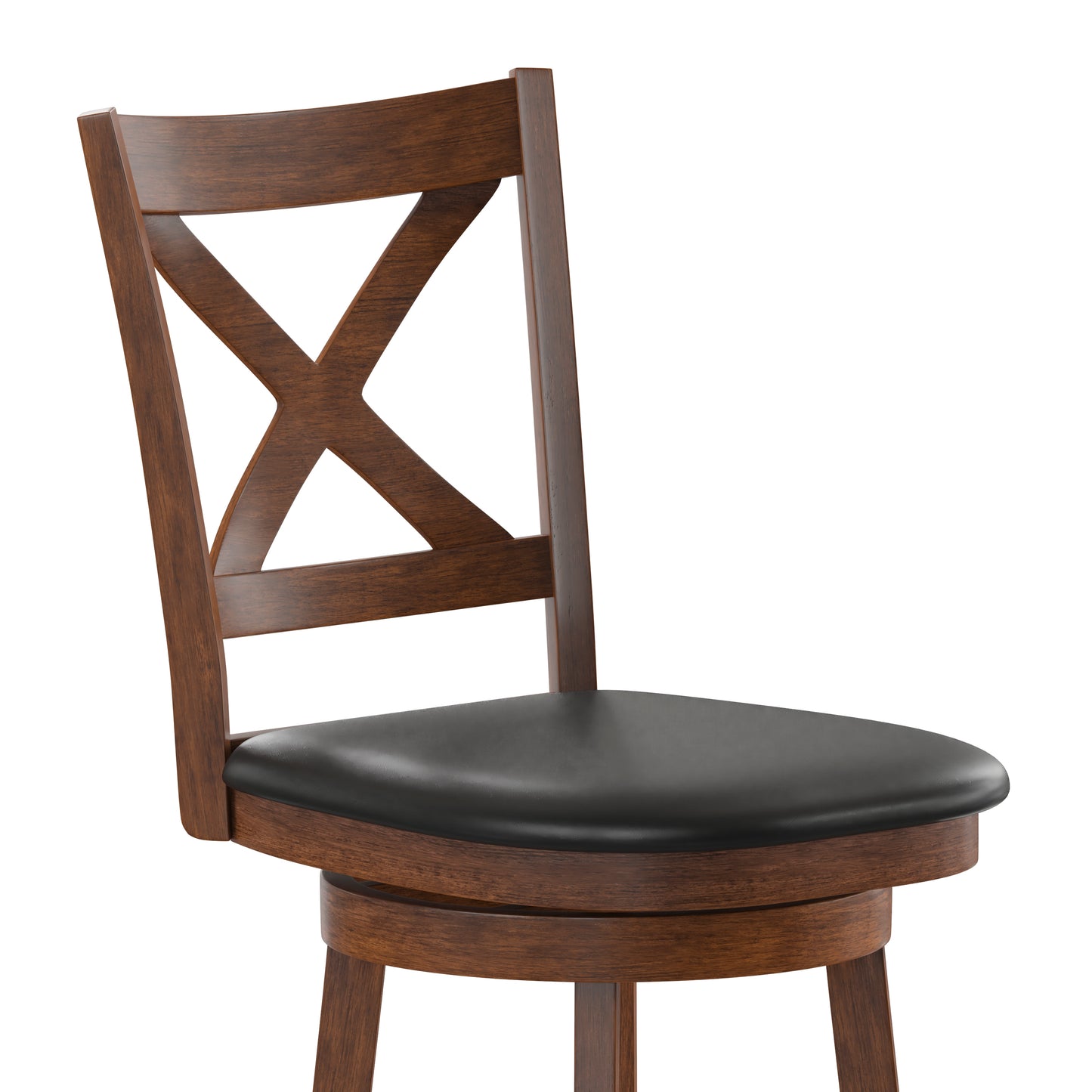 Felicity Commercial Grade Wood Classic Crossback Swivel Bar Height Barstool with Padded Black LeatherSoft Seat, Antique Oak Black Vinyl/Antique Oak Frame ES-UN1-29-OAK-GG