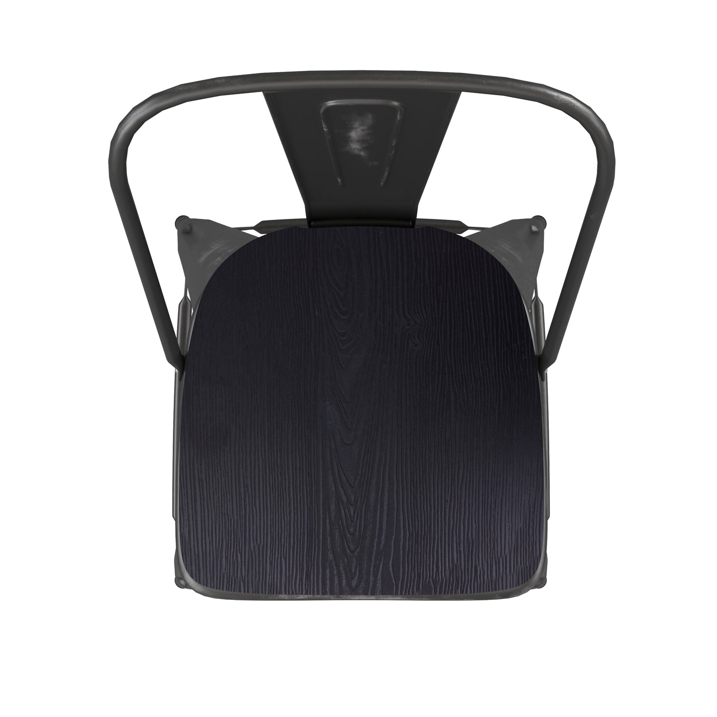 Carly Commercial Grade 30" High Black Metal Indoor-Outdoor Barstool with Back with Black Poly Resin Wood Seat Black Seat/Black Frame ET-3534-30-BK-PL1B-GG