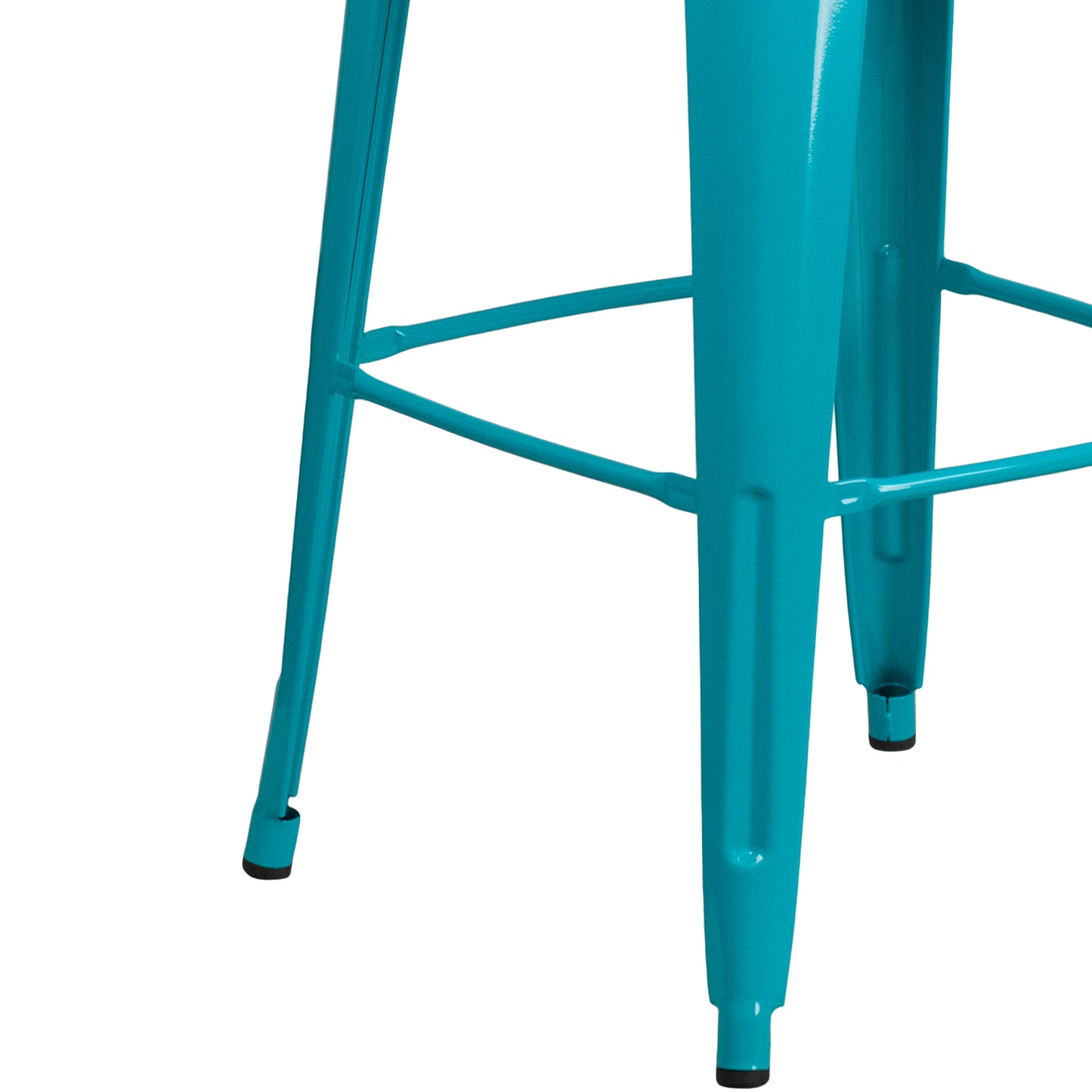 Cindy Commercial Grade 30" High Crystal Teal-Blue Metal Indoor-Outdoor Barstool with Back Crystal Teal-Blue
