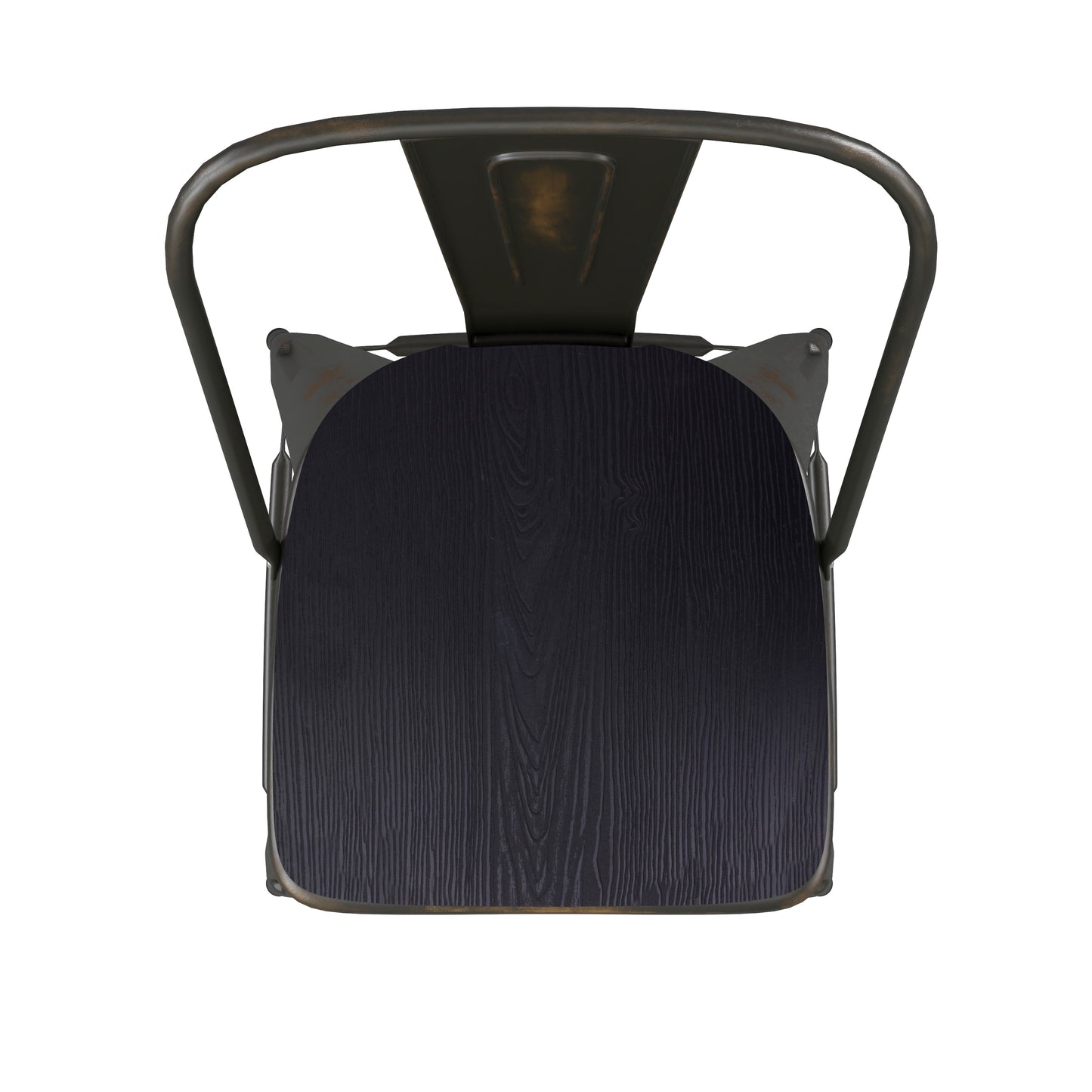 Carly Commercial Grade 30" High Copper Metal Indoor-Outdoor Barstool with Back with Black Poly Resin Wood Seat Black Seat/Copper Frame