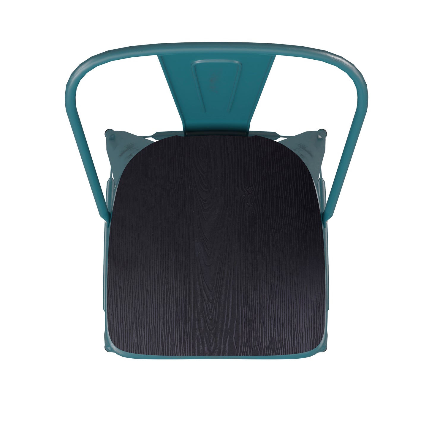 Carly Commercial Grade 30" High Kelly Blue-Teal Metal Indoor-Outdoor Barstool with Back with Black Poly Resin Wood Seat Black Seat/Kelly Blue-Teal Frame