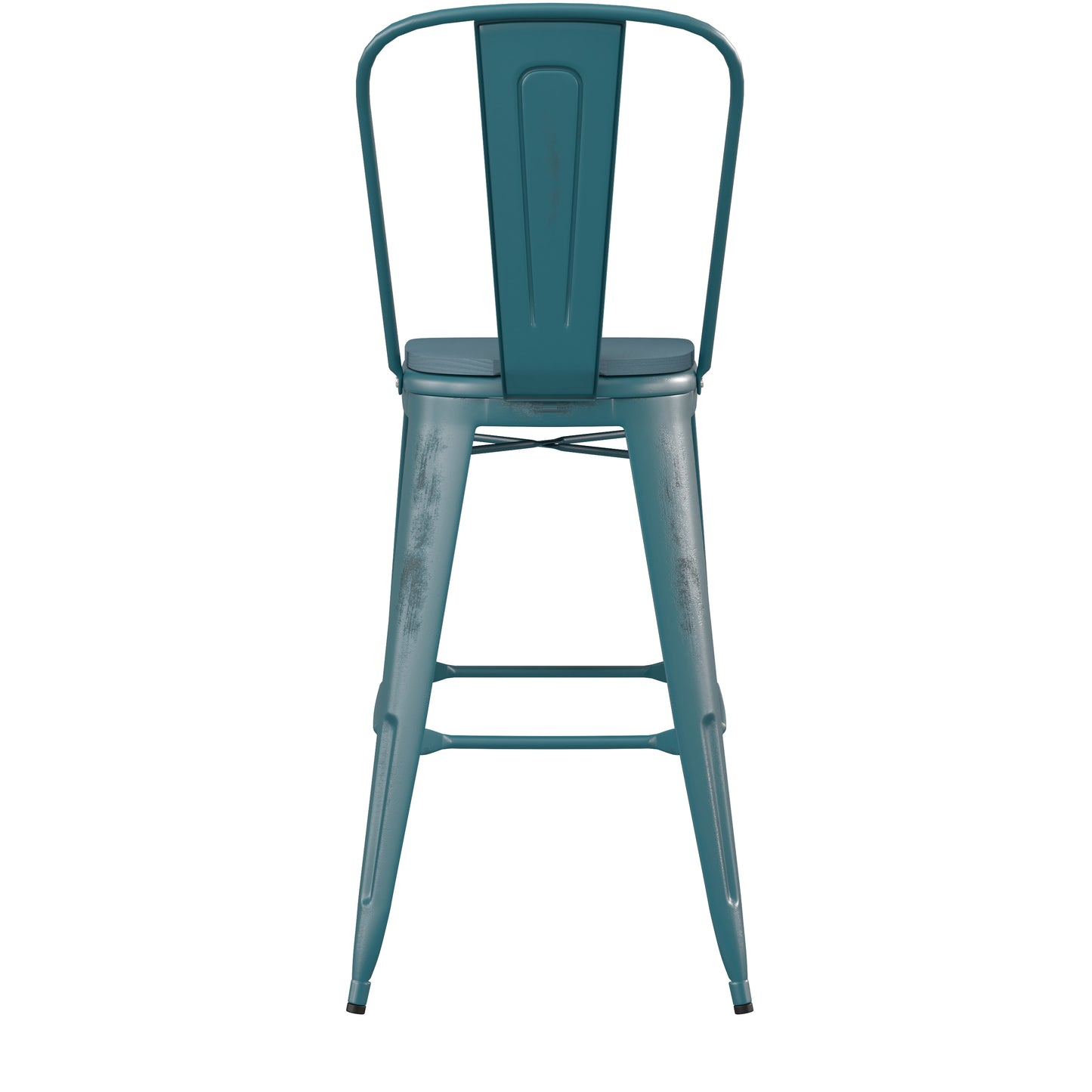 Carly Commercial Grade 30" High Kelly Blue-Teal Metal Indoor-Outdoor Barstool with Back with Teal-Blue Poly Resin Wood Seat Teal-Blue Seat/Kelly Blue-Teal Frame ET-3534-30-KB-PL1C-GG