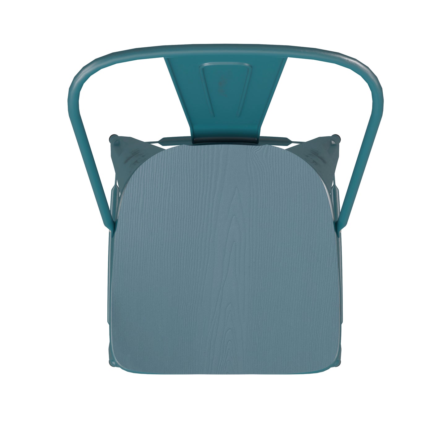Carly Commercial Grade 30" High Kelly Blue-Teal Metal Indoor-Outdoor Barstool with Back with Teal-Blue Poly Resin Wood Seat Teal-Blue Seat/Kelly Blue-Teal Frame ET-3534-30-KB-PL1C-GG