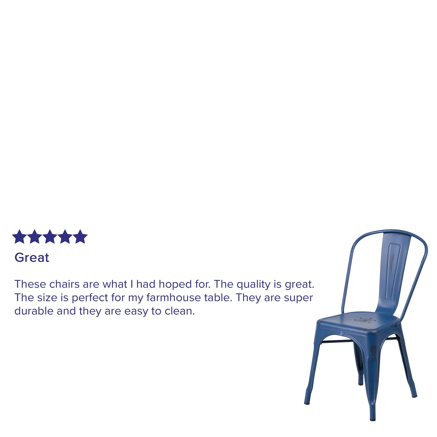 Tenley Commercial Grade Distressed Antique Blue Metal Indoor-Outdoor Stackable Chair Antique Blue