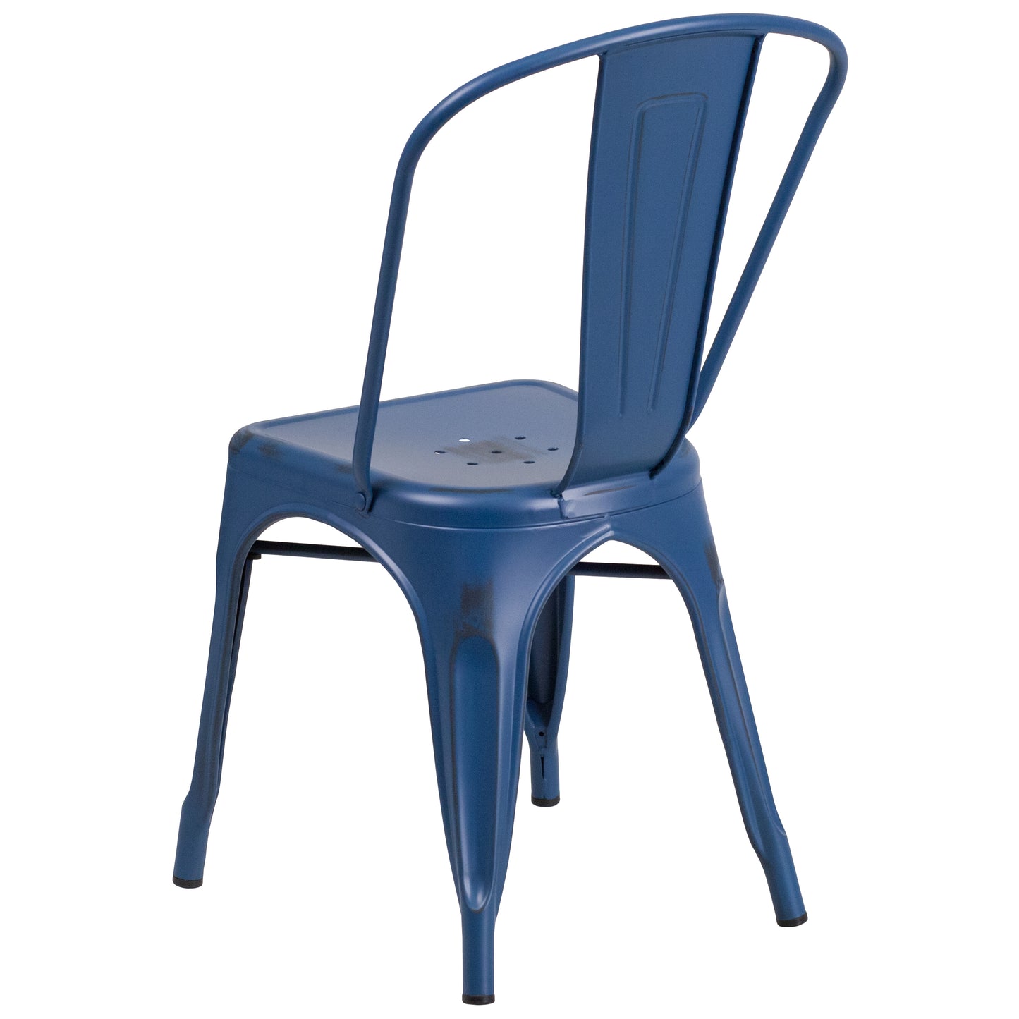 Tenley Commercial Grade Distressed Antique Blue Metal Indoor-Outdoor Stackable Chair Antique Blue