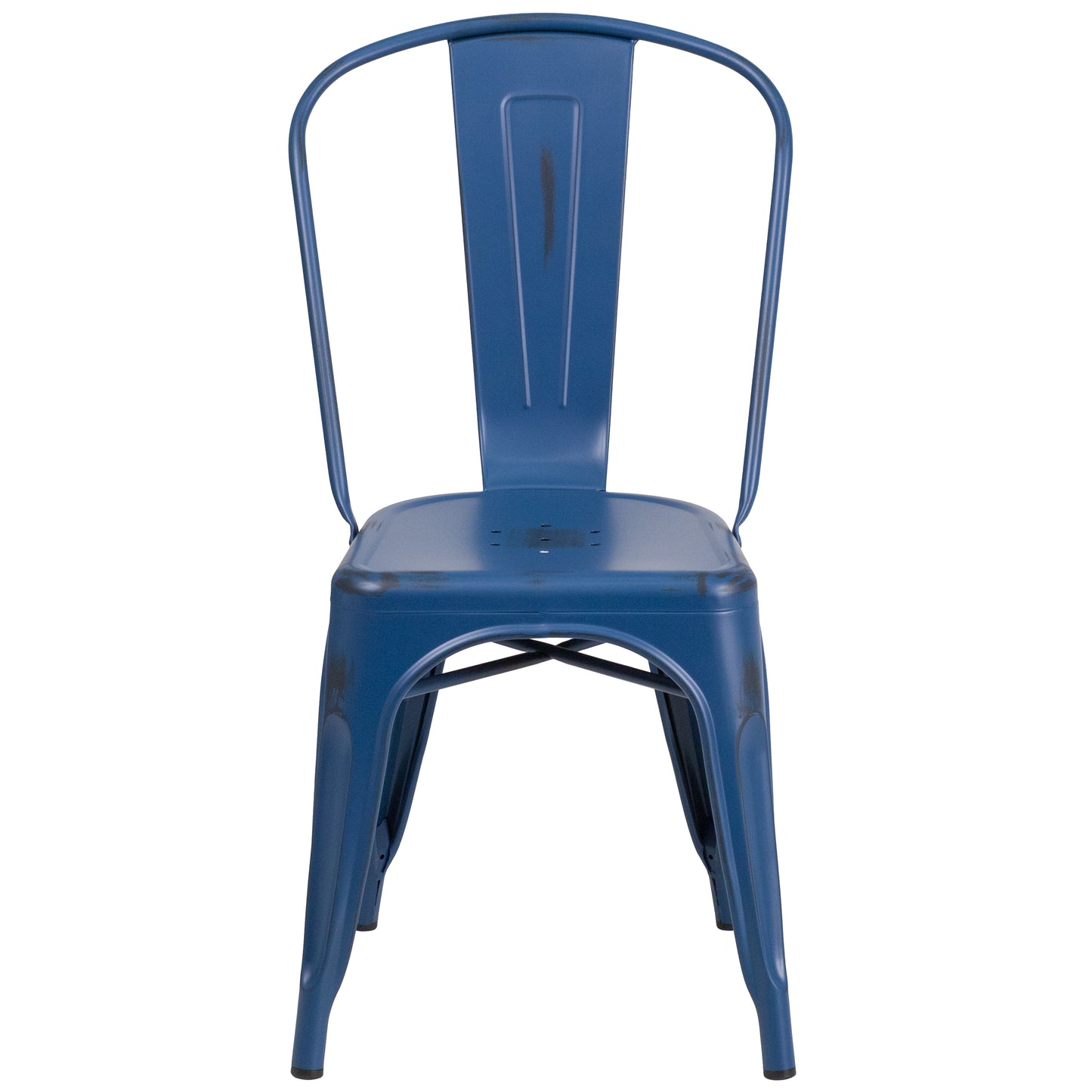 Tenley Commercial Grade Distressed Antique Blue Metal Indoor-Outdoor Stackable Chair Antique Blue