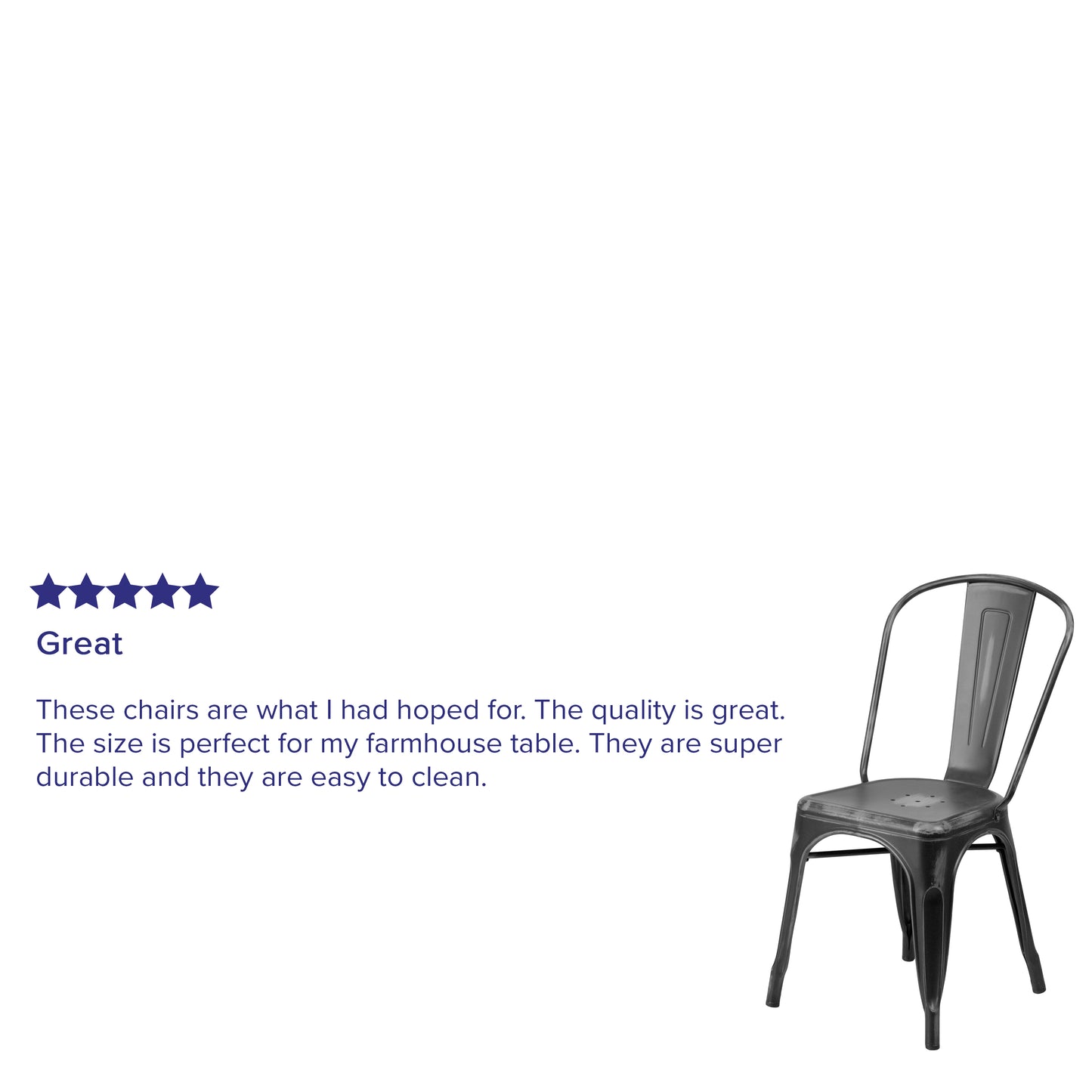 Tenley Commercial Grade Distressed Black Metal Indoor-Outdoor Stackable Chair Black