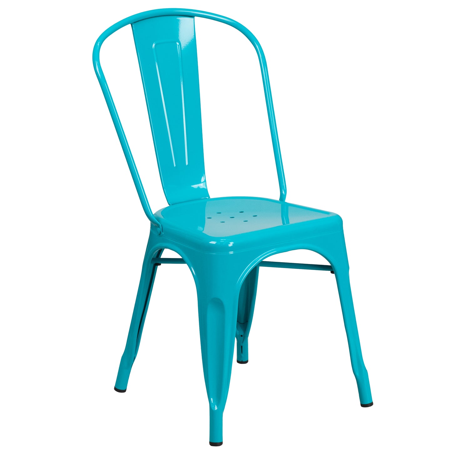 Tenley Commercial Grade Crystal Teal-Blue Metal Indoor-Outdoor Stackable Chair Crystal Teal-Blue ET-3534-CB-GG